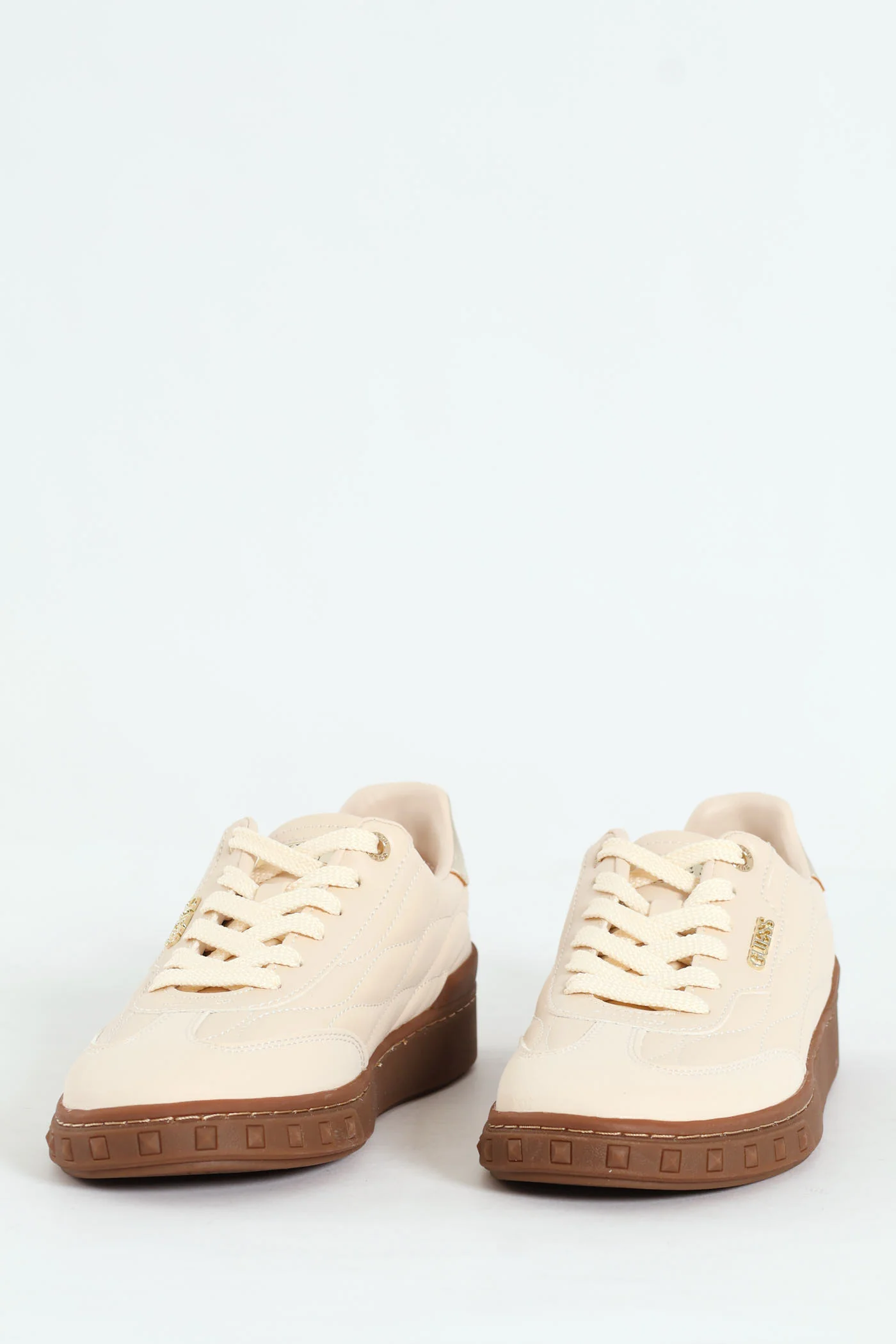 Quilted Upper Gum Sole Lace Up Sneaker - Cream - Image 3