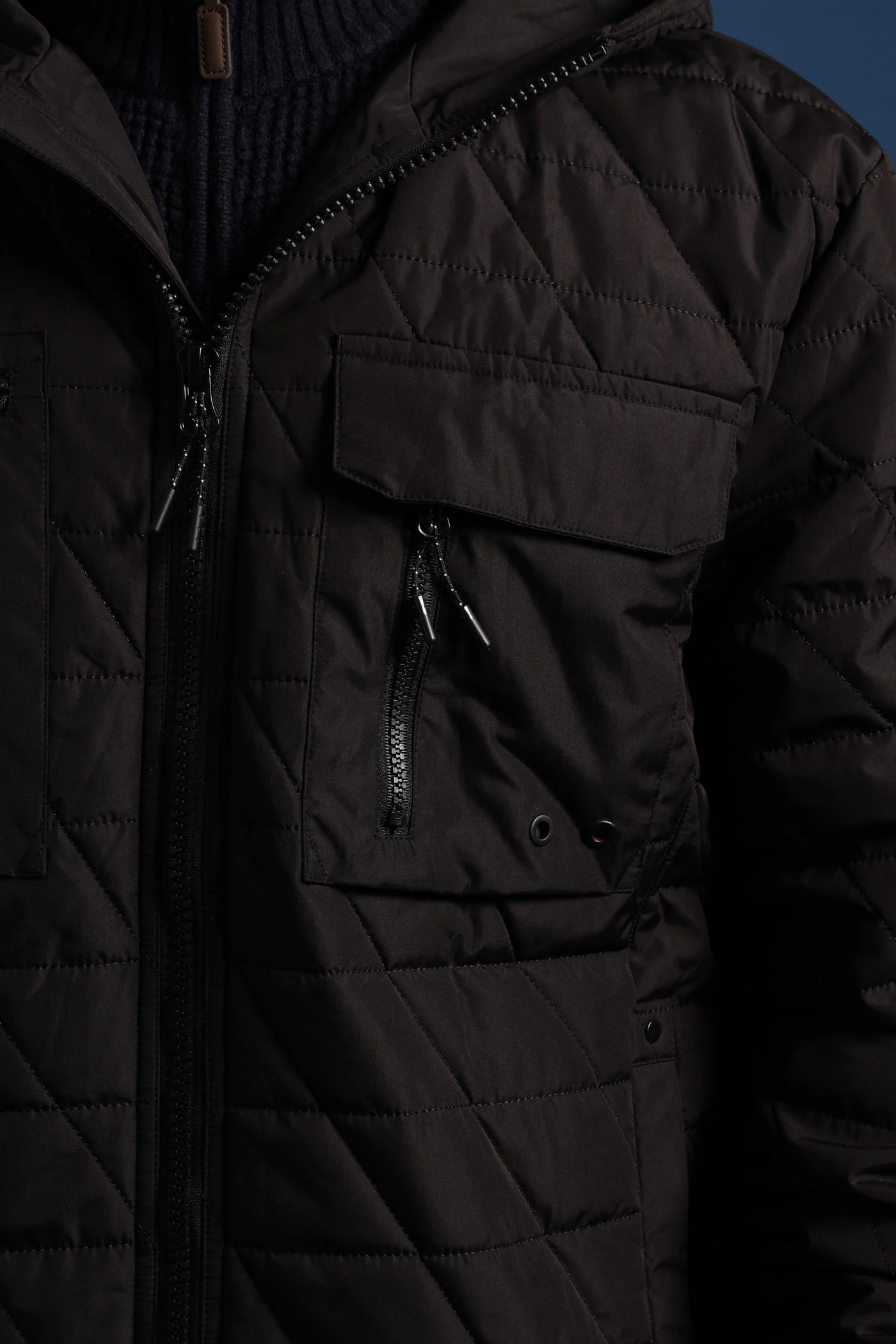 Quilted Utility Jacket - Black - Image 2