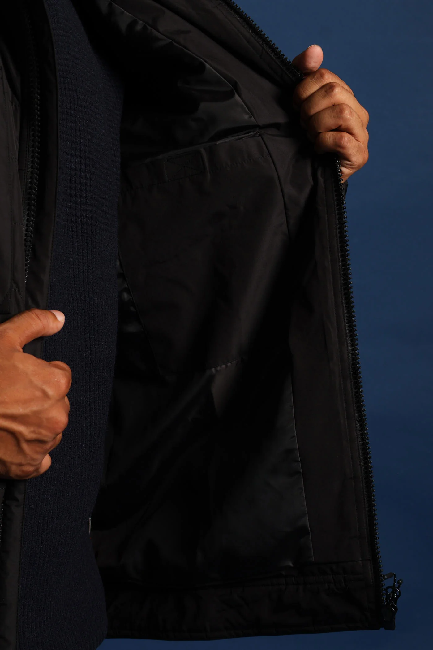 Quilted Utility Jacket - Black - Image 4