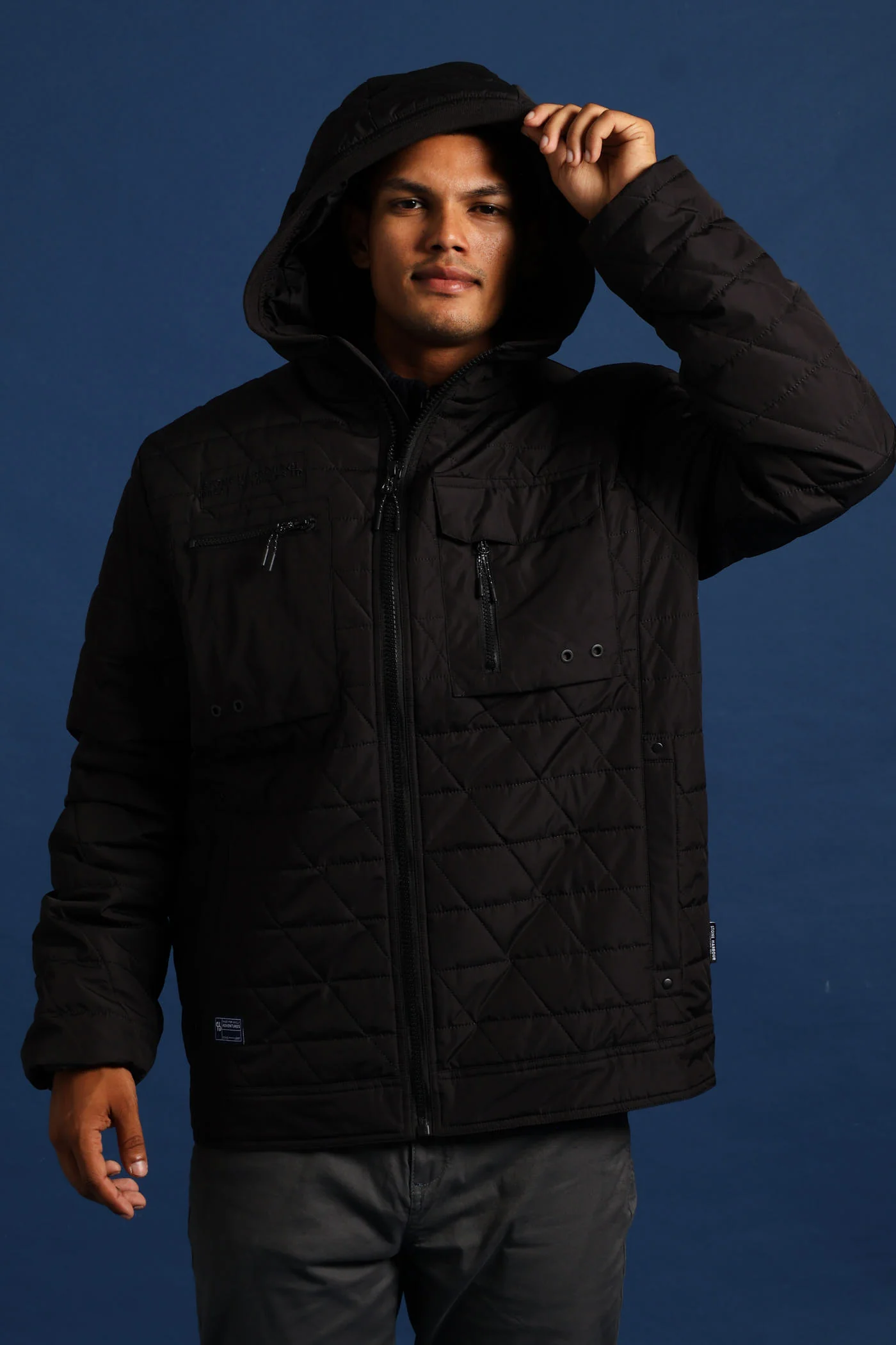 Quilted Utility Jacket - Black - Image 6