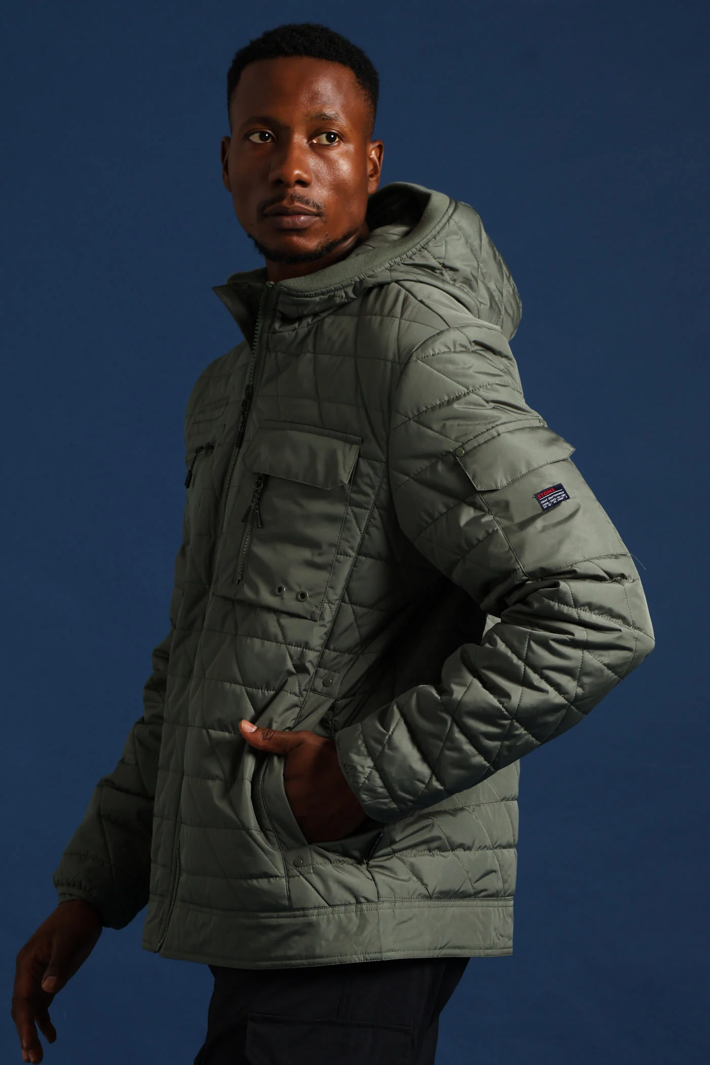 Quilted Utility Jacket - Fatigue - Image 2
