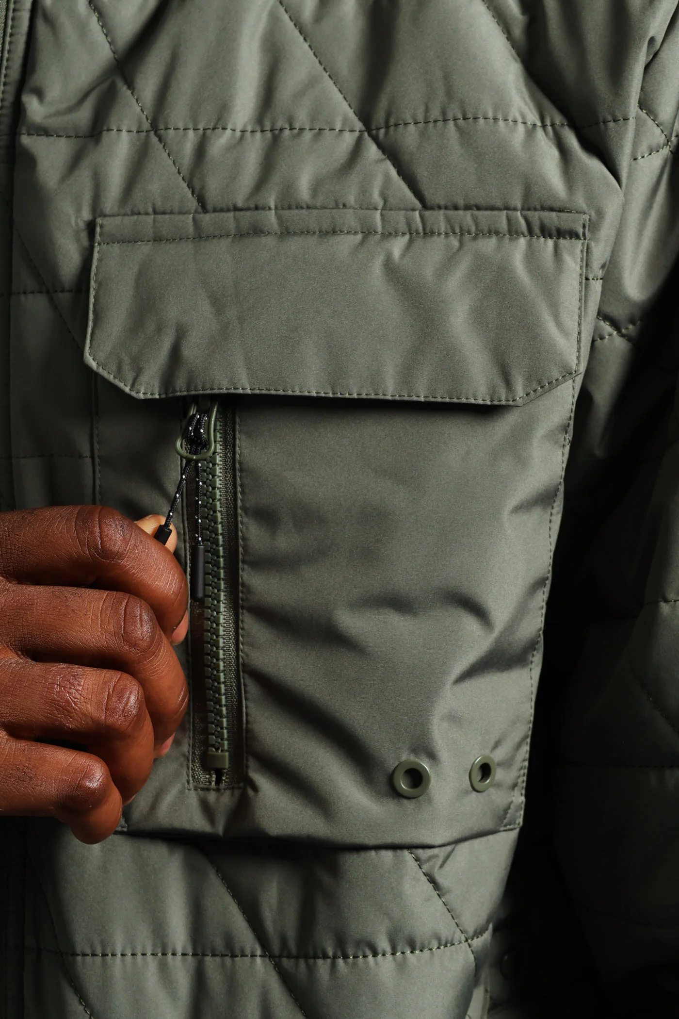 Quilted Utility Jacket - Fatigue - Image 7