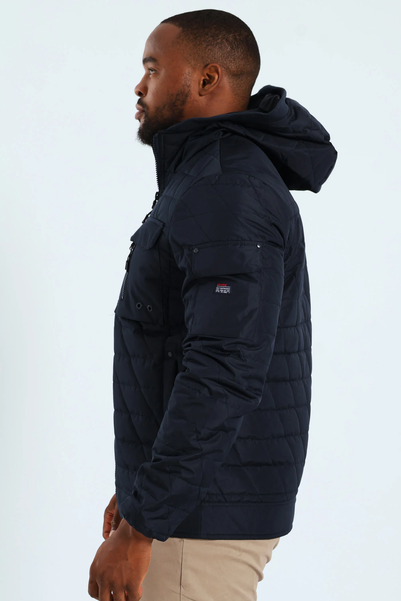 Quilted Utility Jacket - Navy - Image 4