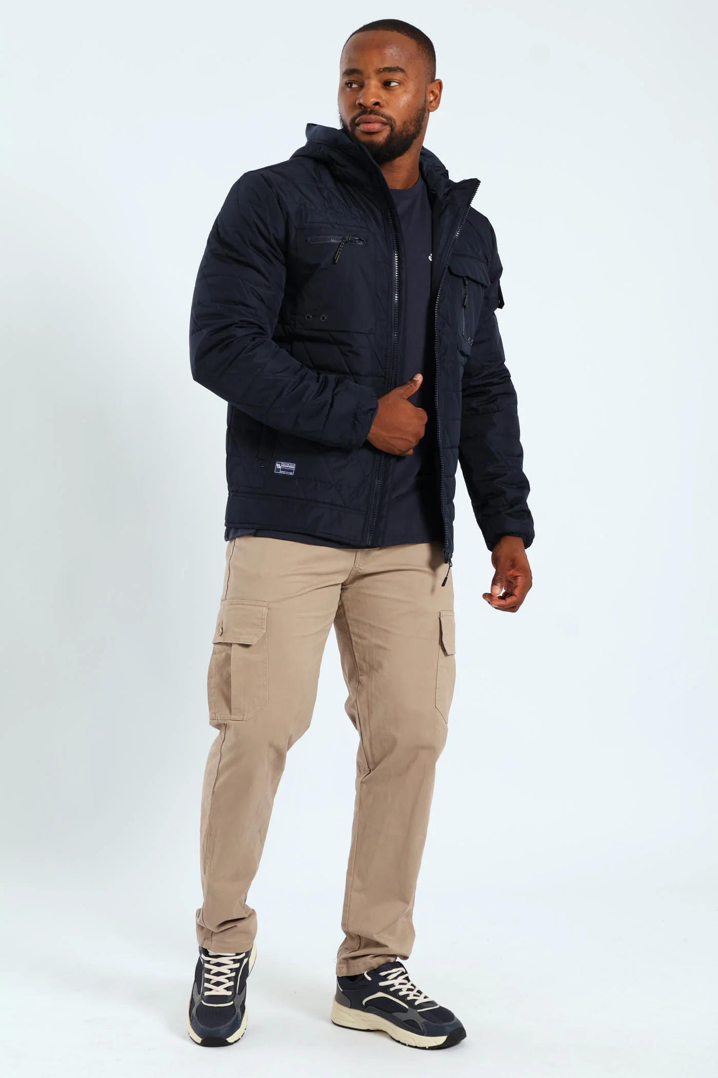 Quilted Utility Jacket - Navy - Image 5