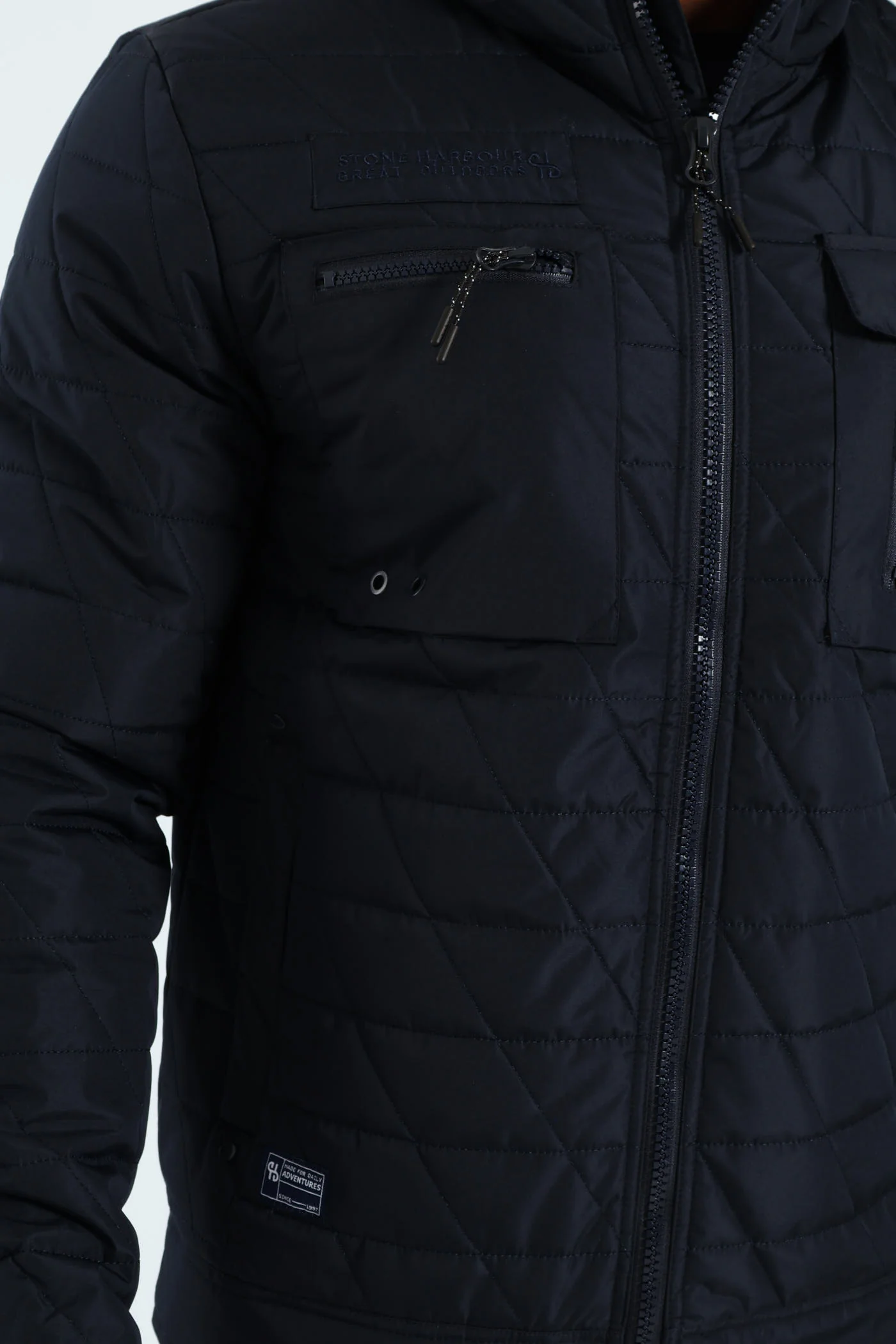 Quilted Utility Jacket - Navy - Image 6