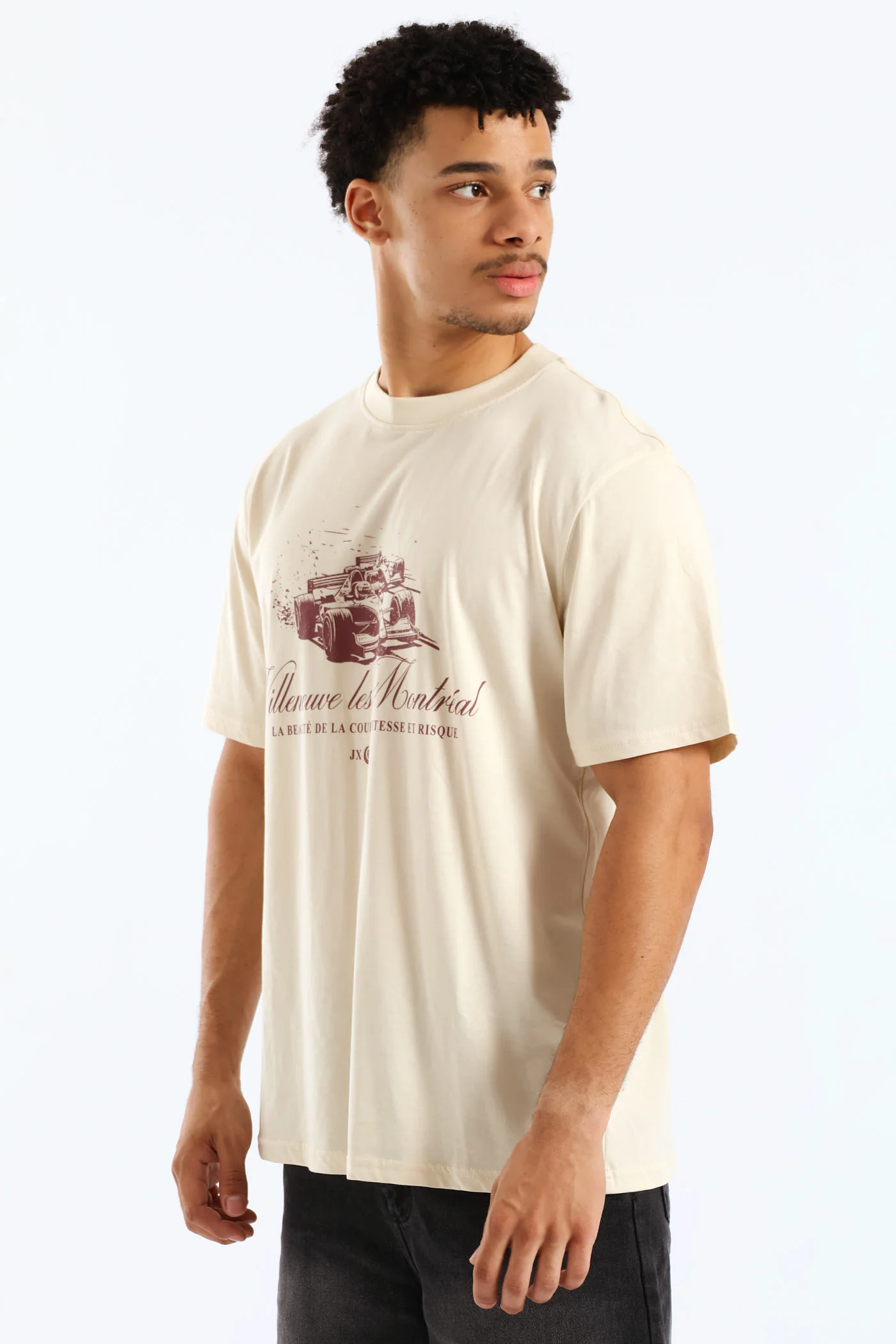 Race Car Print Tee - Ecru - Image 4
