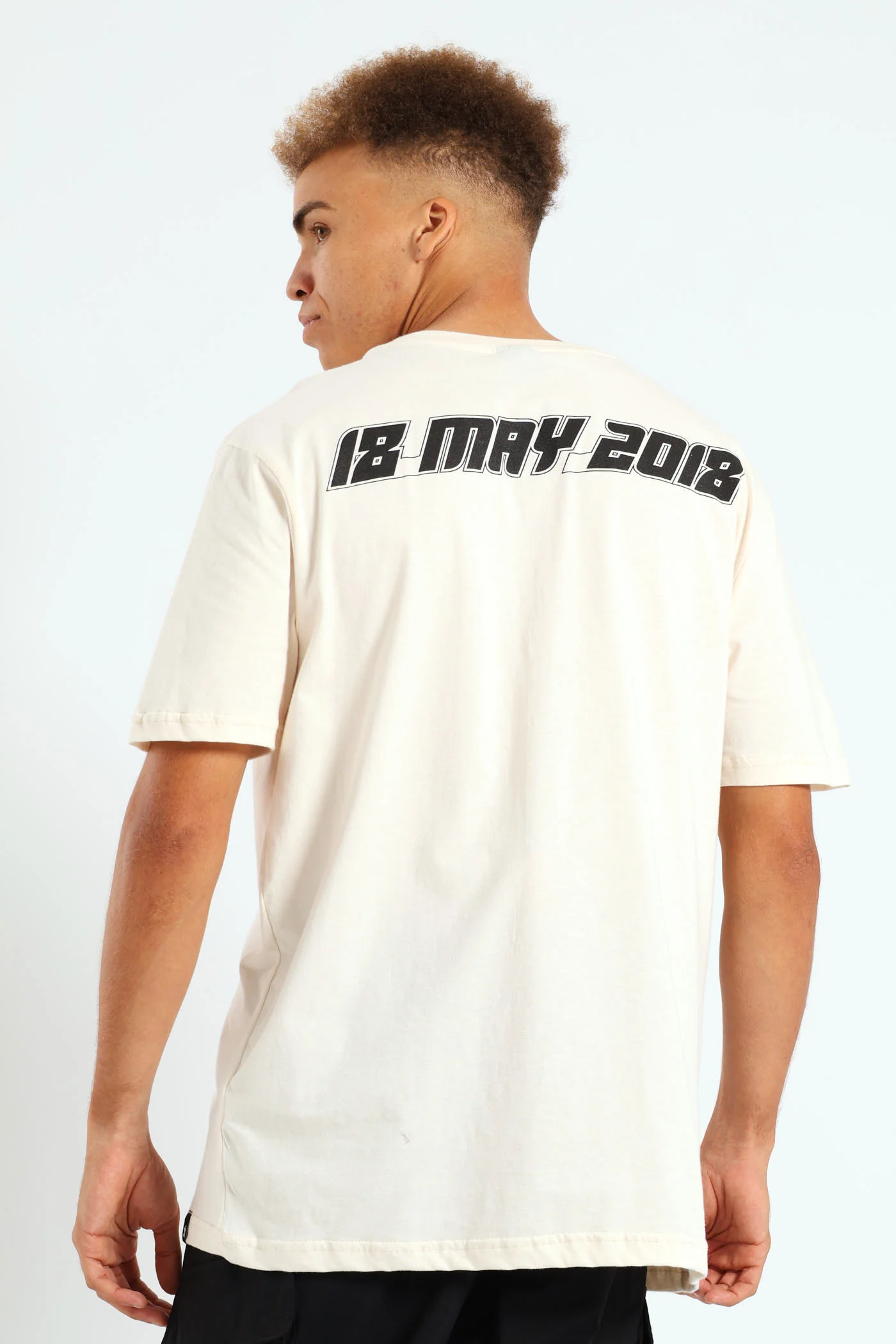 Racer Front & Back Print Tee - Off White - Image 2