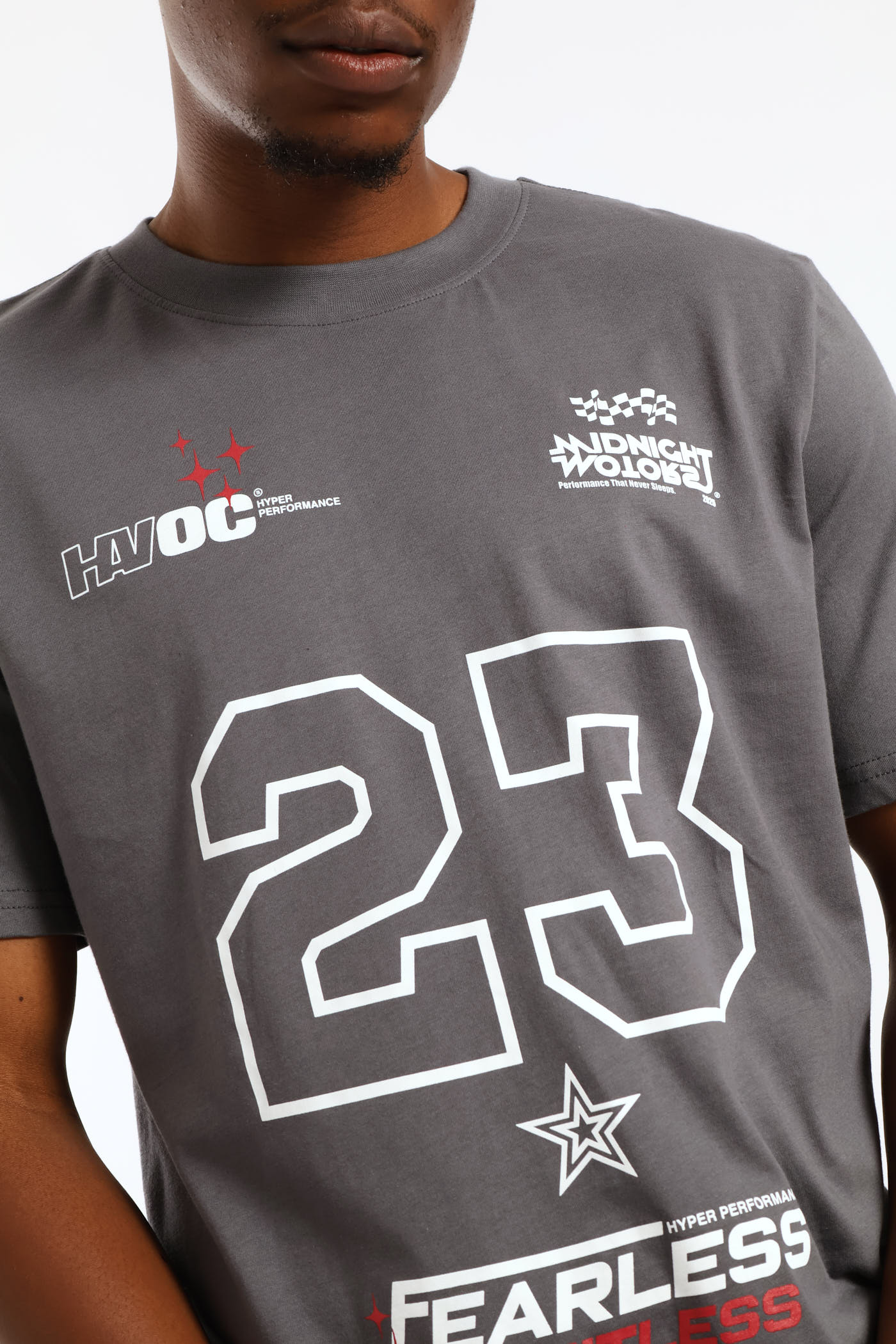 Racer Front Print Tee - Grey - Image 4