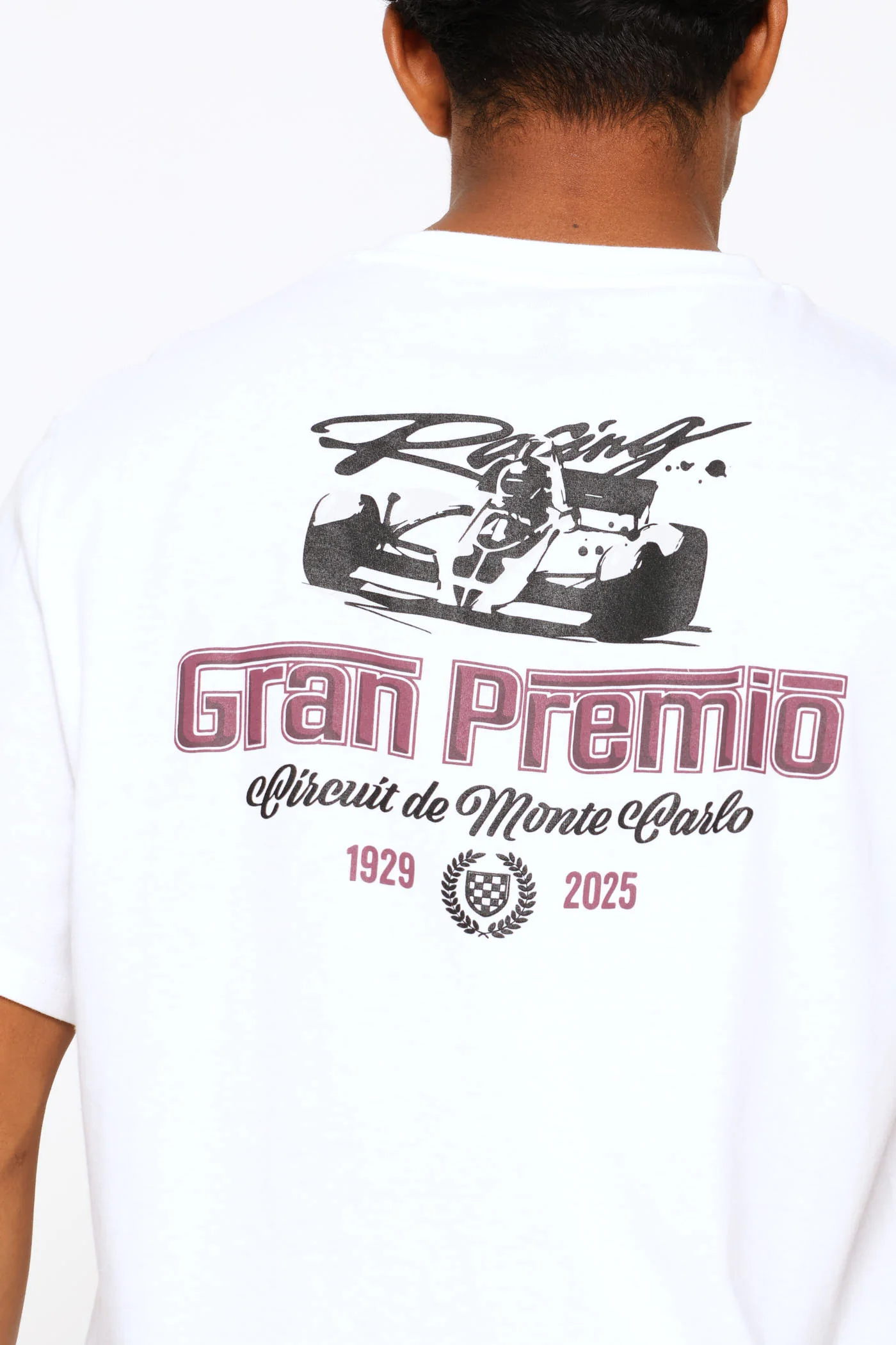 Racing Car Front & Back Print Tee - White - Image 2