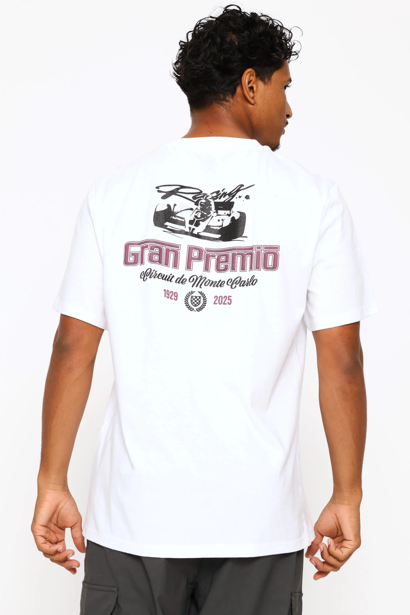 Racing Car Front & Back Print Tee - White - Image 4