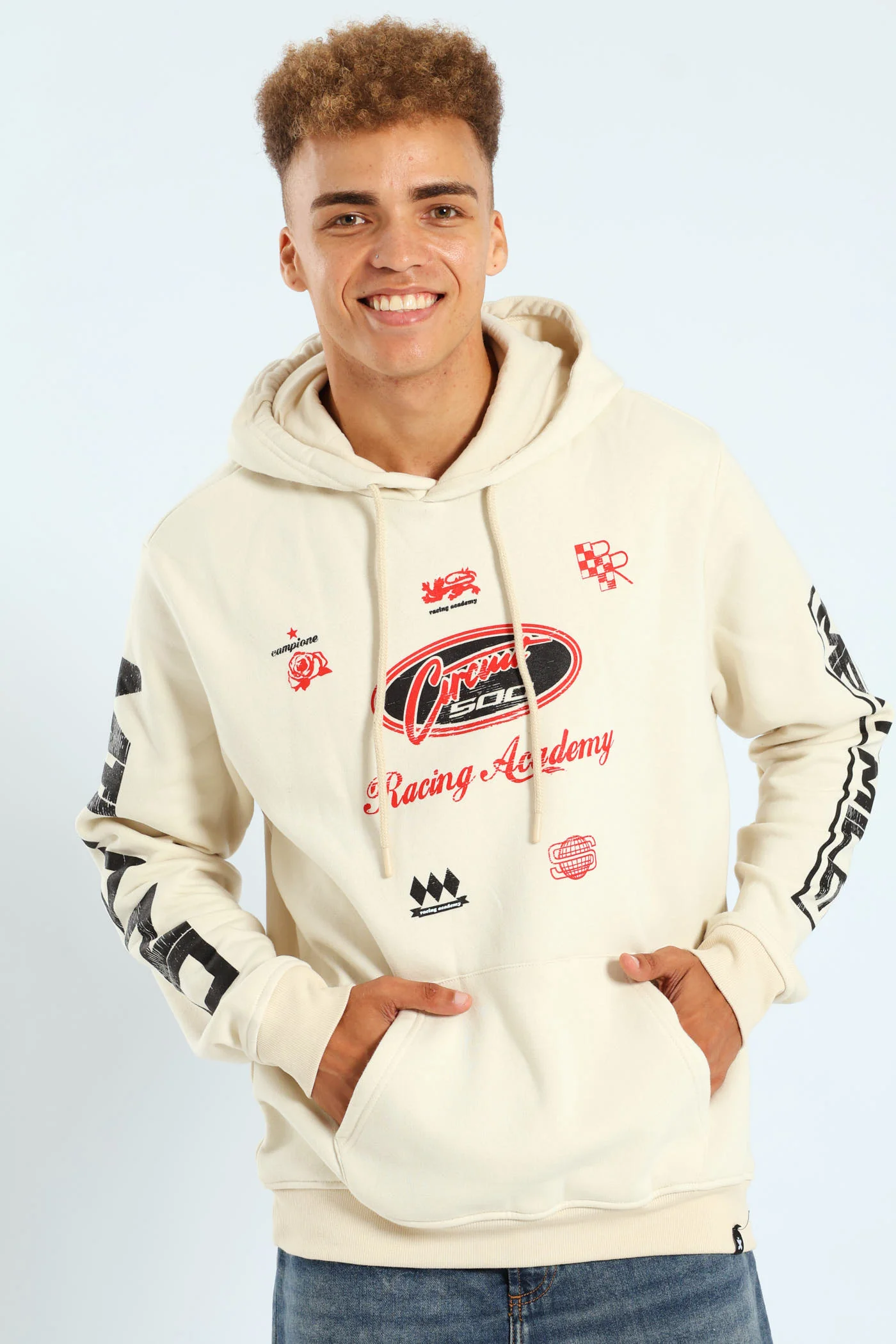 Racing Fashion Hoody - Light Stone - Image 5
