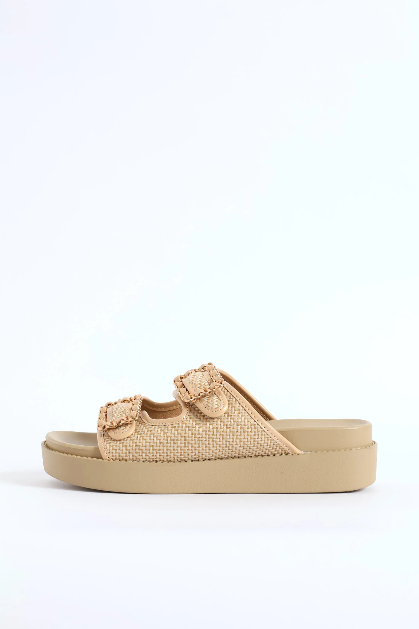 Raffia Double Band Mule On Comfort Outsole - Natural - Image 4