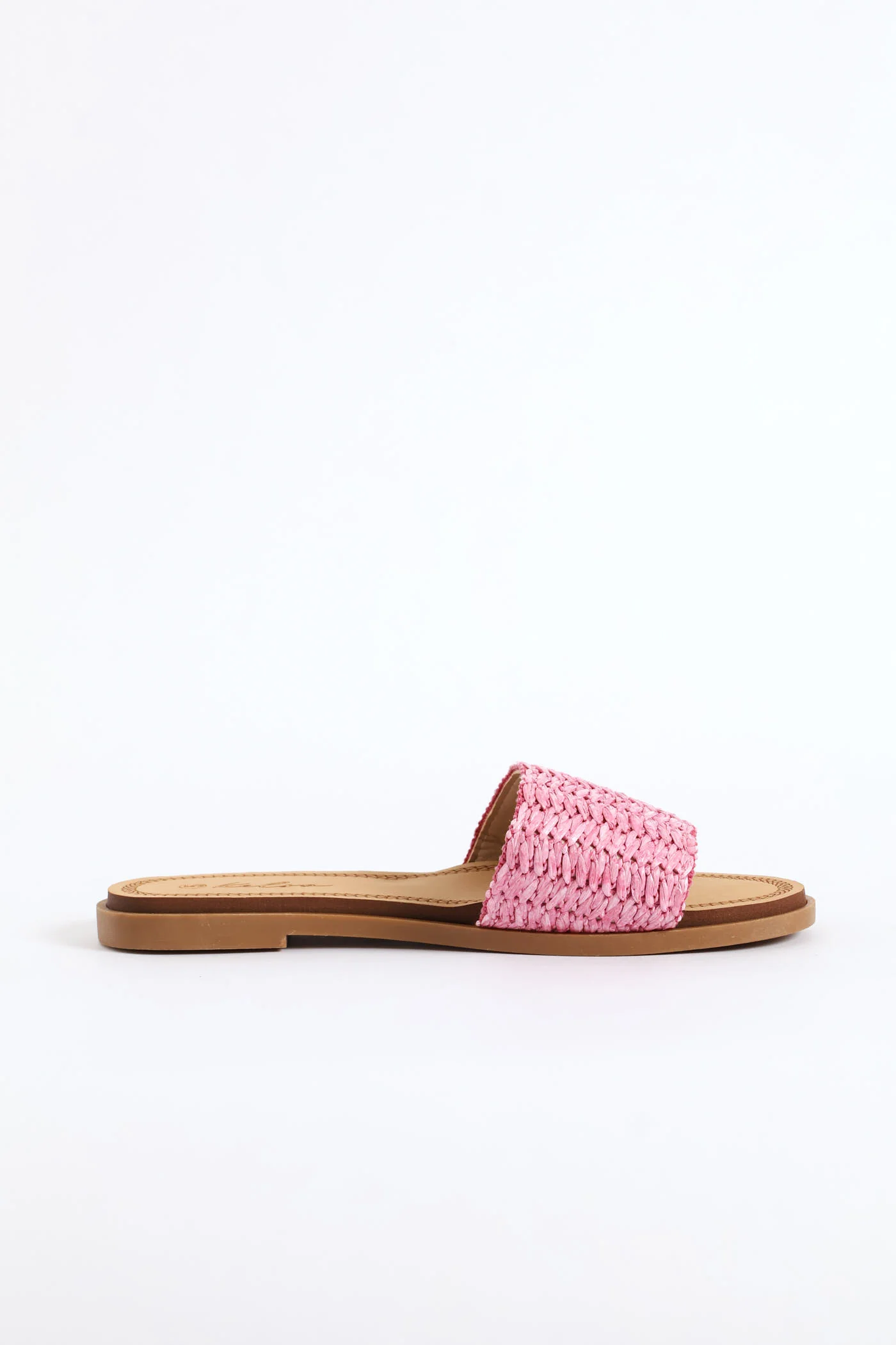 Raffia Single Band Mule On Comfort Outsole - Pink - Image 3