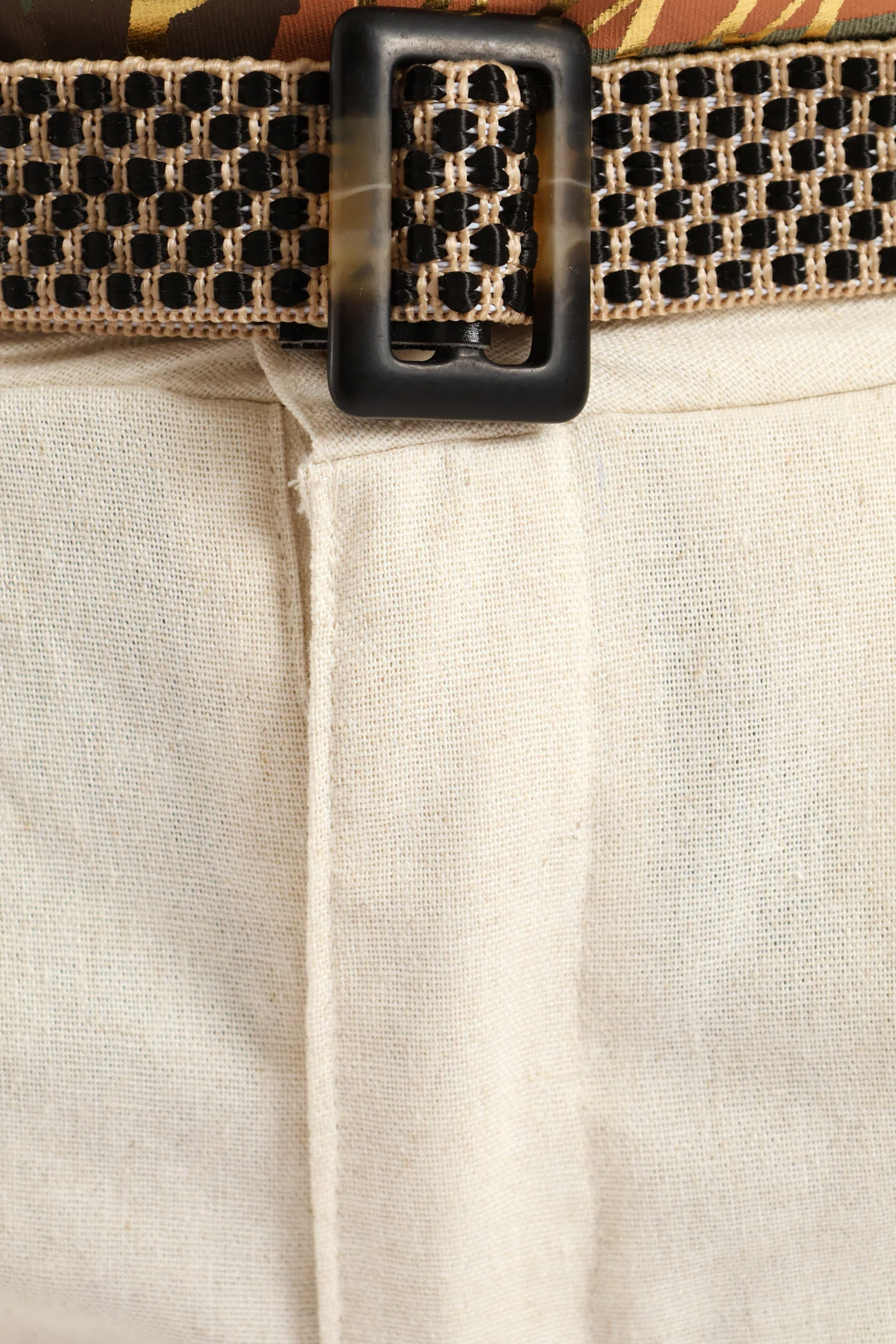 Rafia Belted Pleated Bermuda Shorts - Oatmeal Melange - Image 5