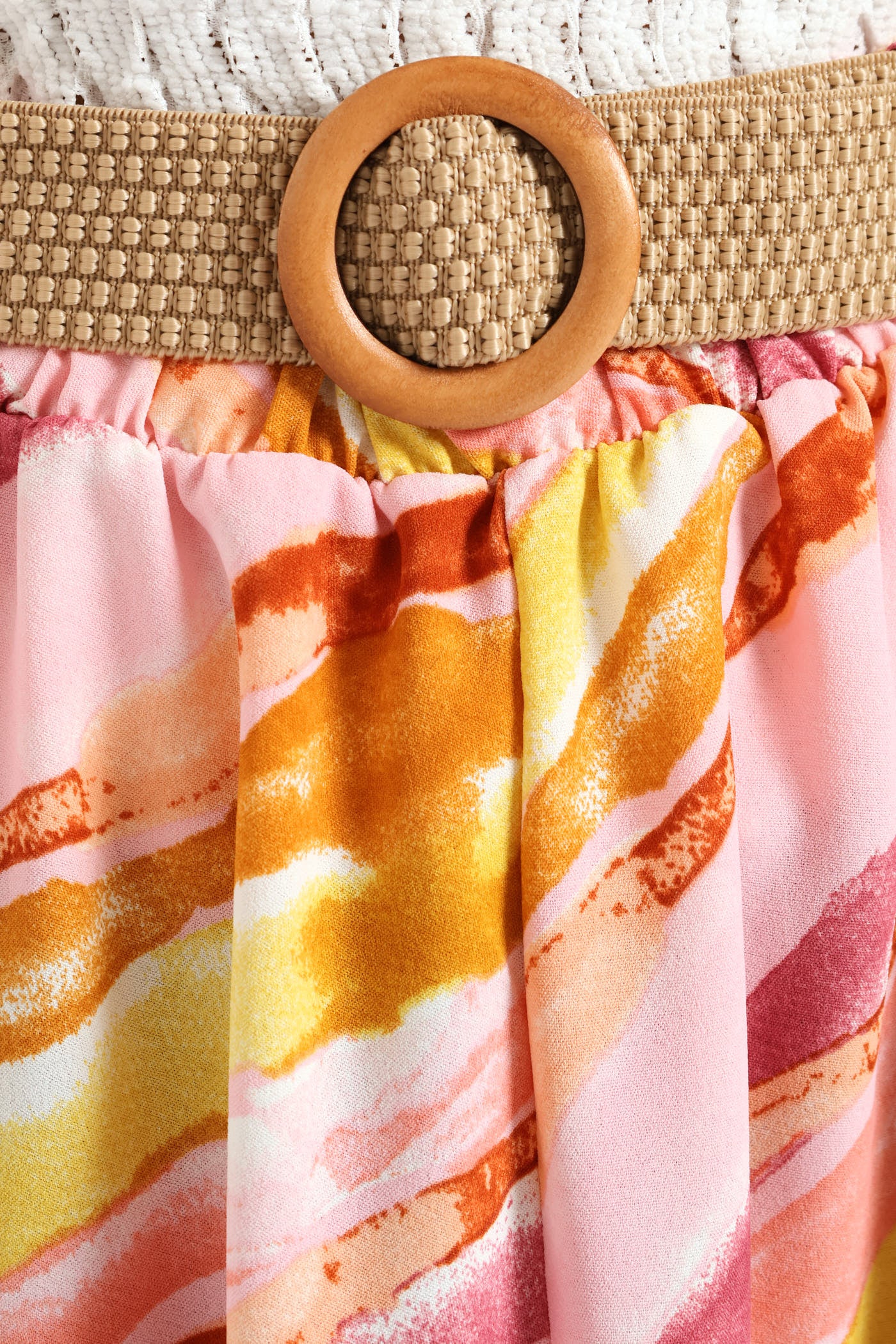Rafia Belted Pleated Tie-Dye Midi Skirt - Blush - Image 2