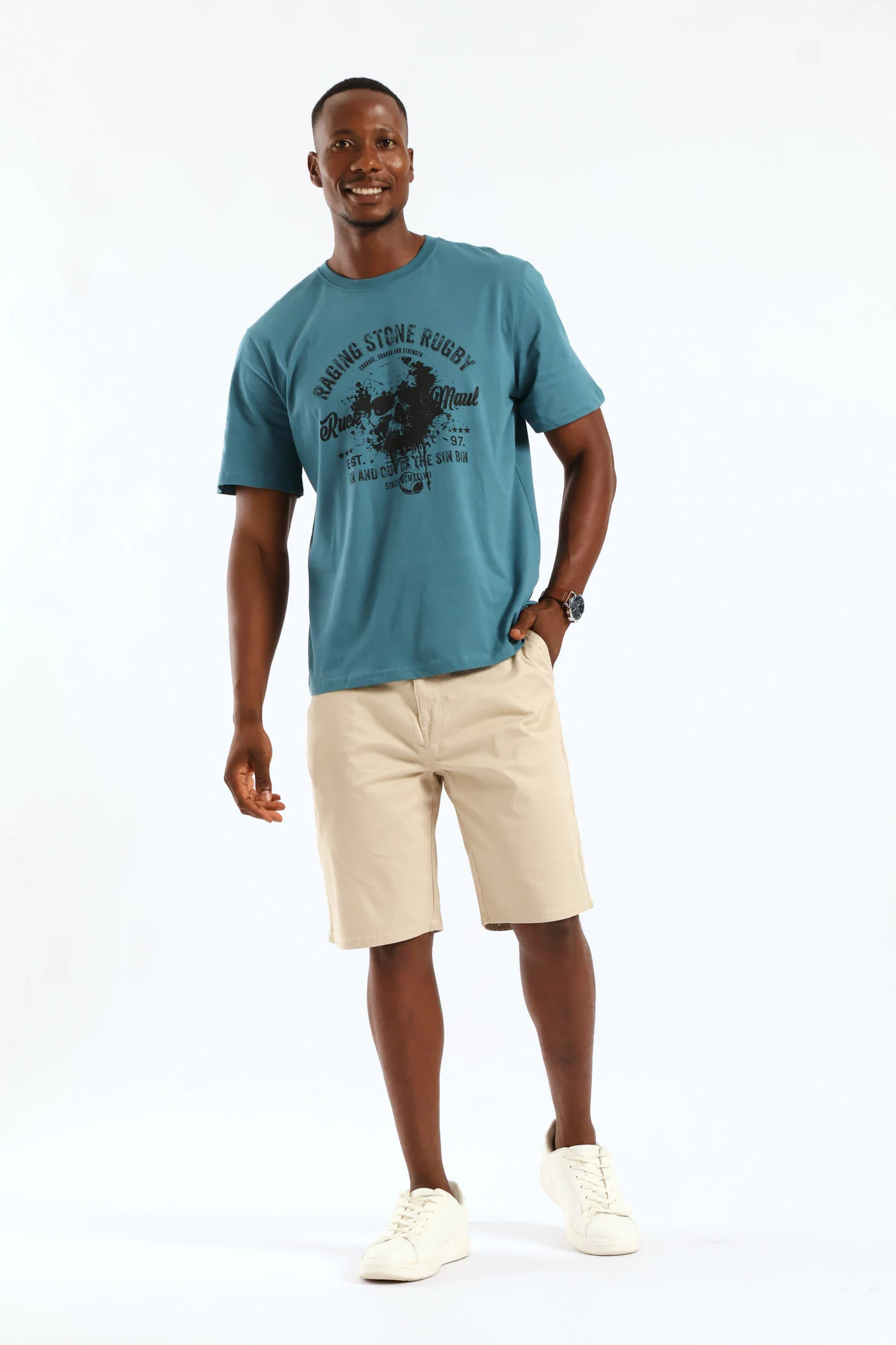 Raging Stone Rugby Tee - Teal - Image 2