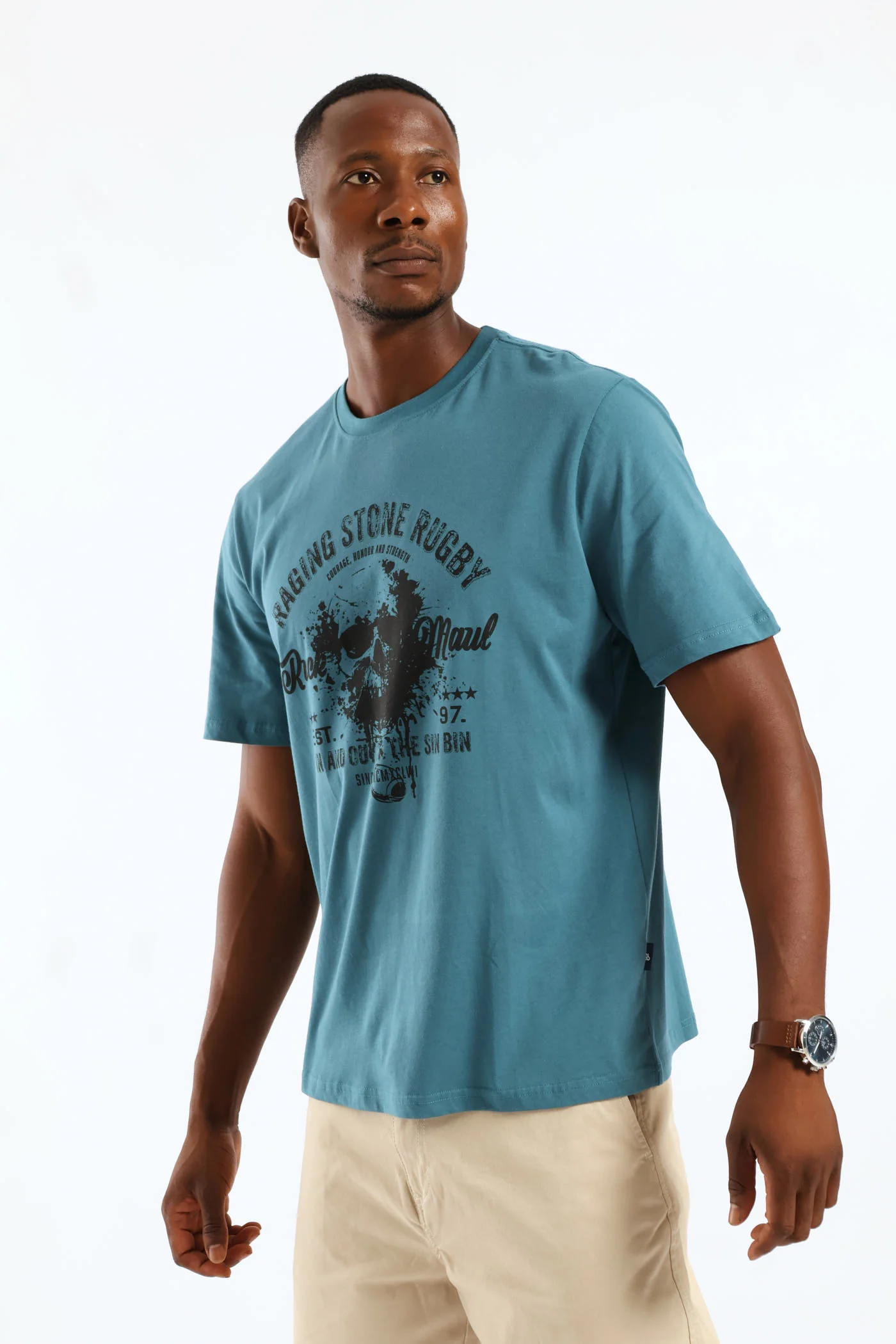 Raging Stone Rugby Tee - Teal - Image 4