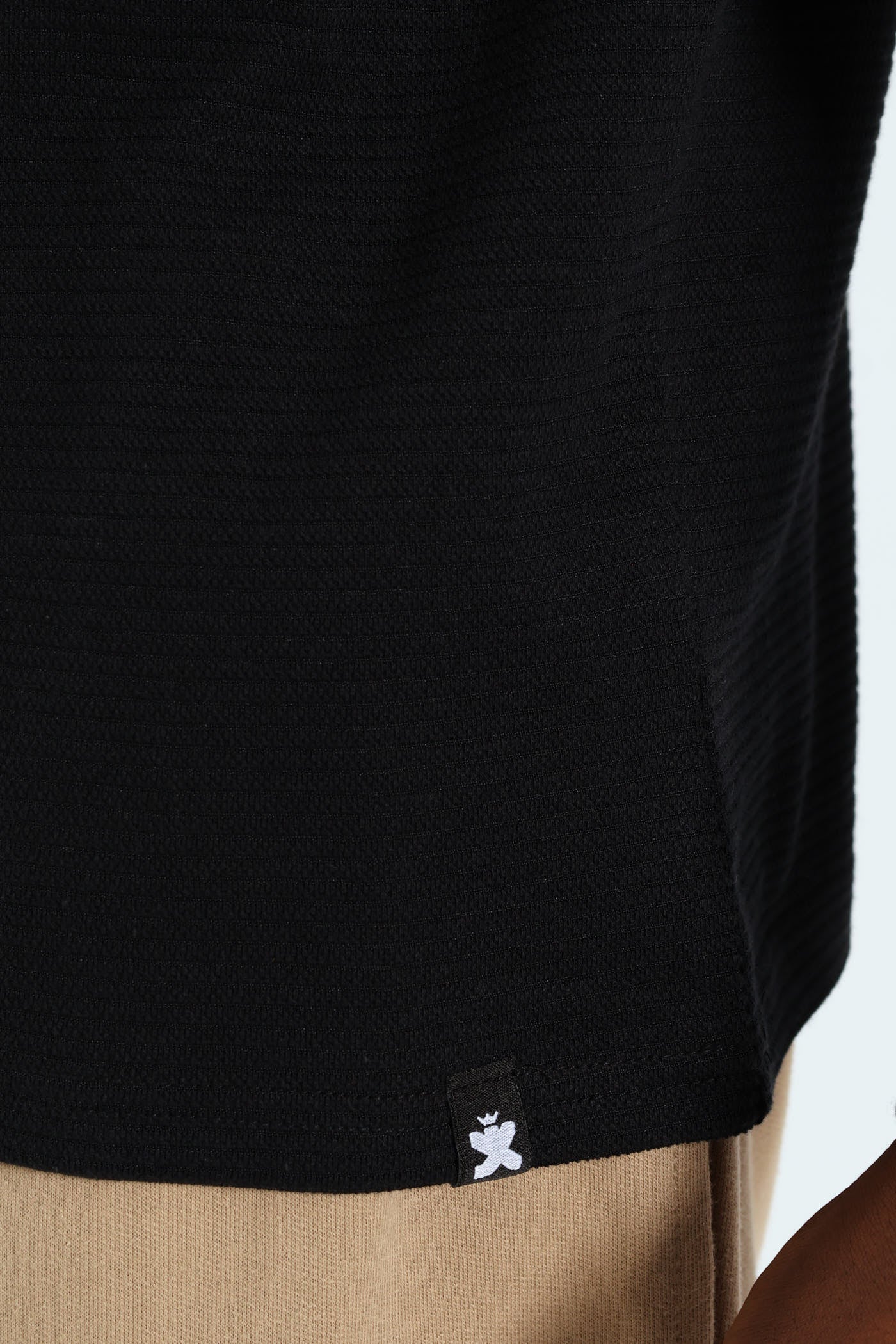 Raglan Sleeve Waffle Tee - Black - Image 5