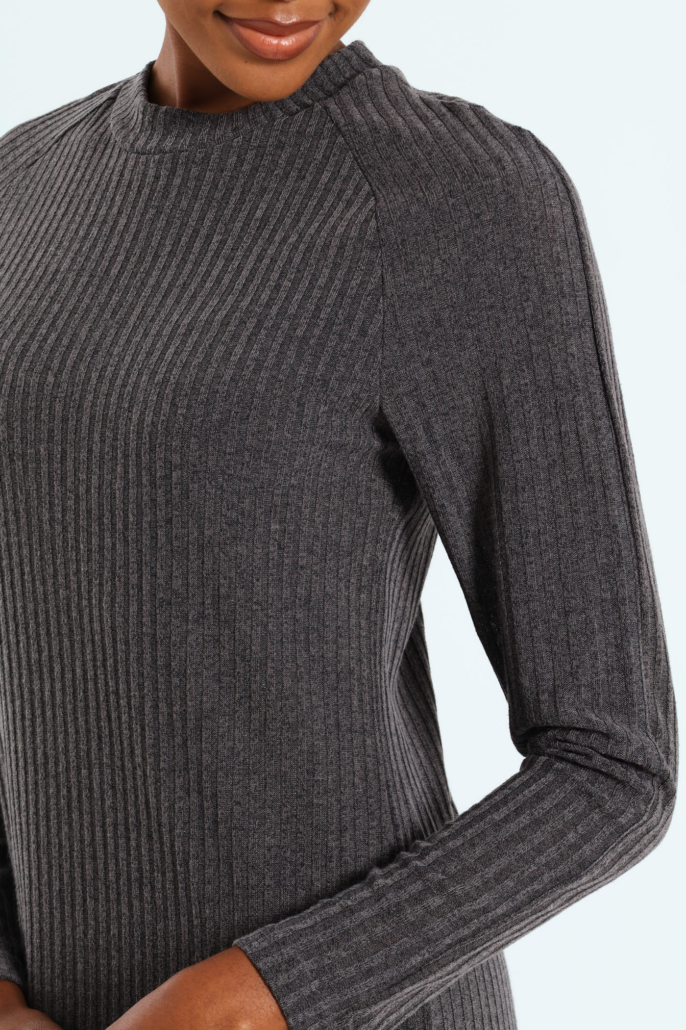 Raglan Turtleneck Cut & Sew Column Midaxi Dress - Image 3