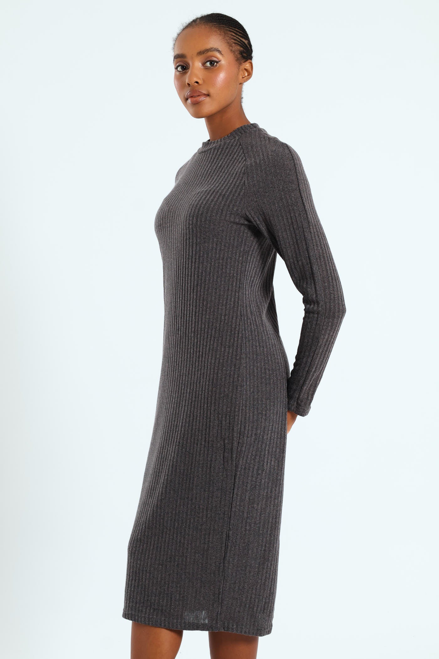 Raglan Turtleneck Cut & Sew Column Midaxi Dress - Image 4