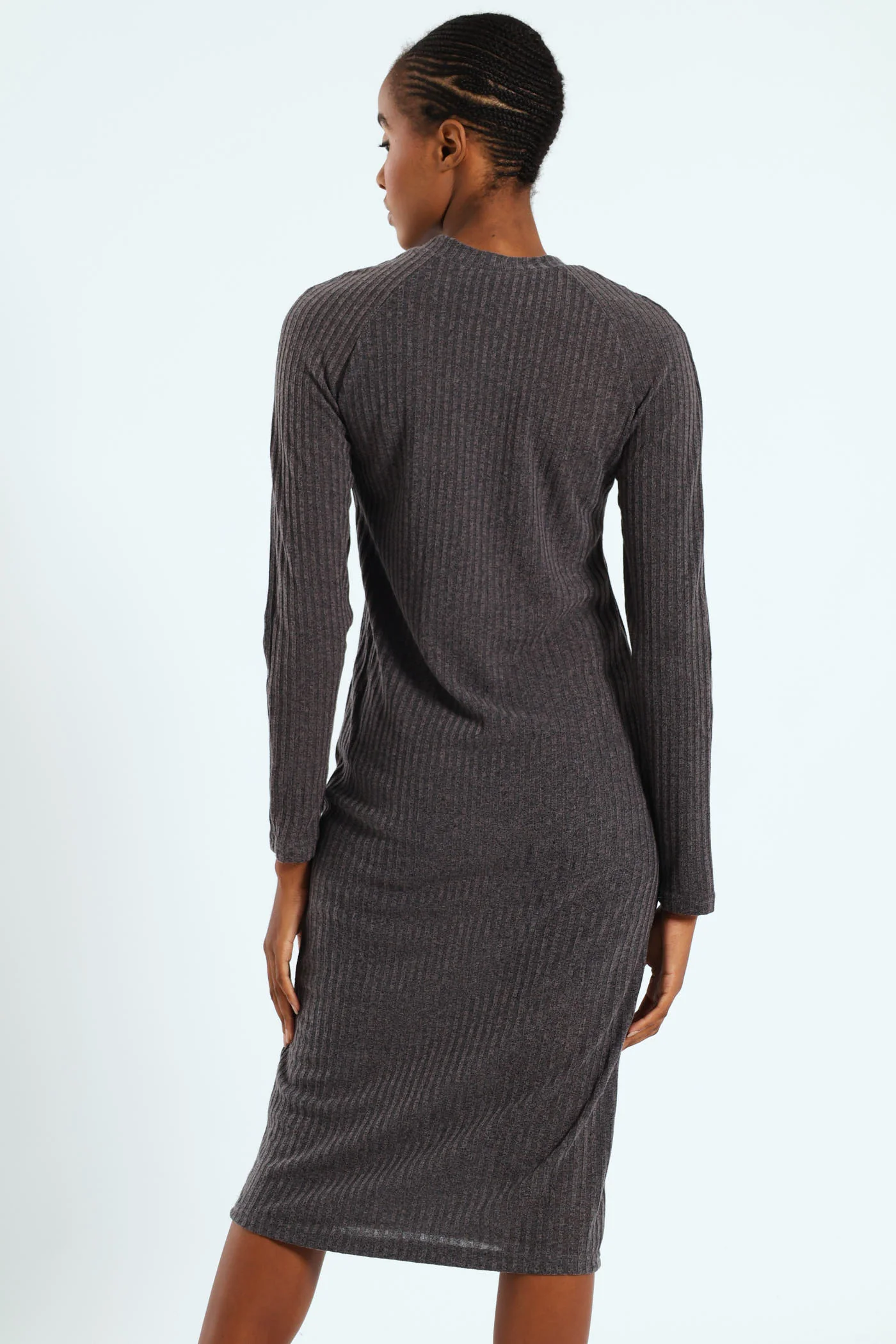 Raglan Turtleneck Cut & Sew Column Midaxi Dress - Image 5