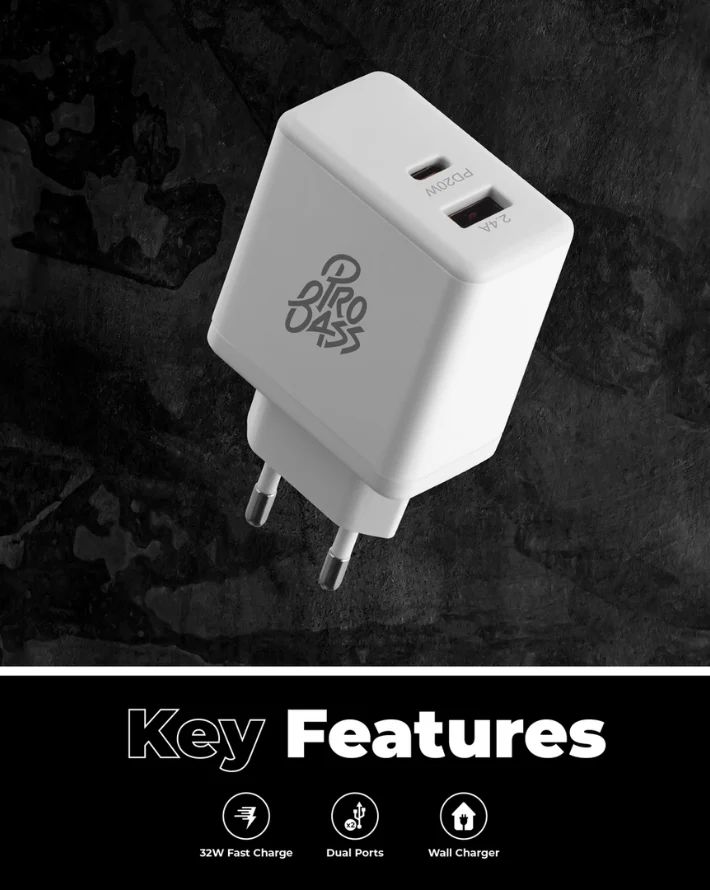 Rapid Charge Series 32w Dual USB and Type-C Wall Charger - Image 6