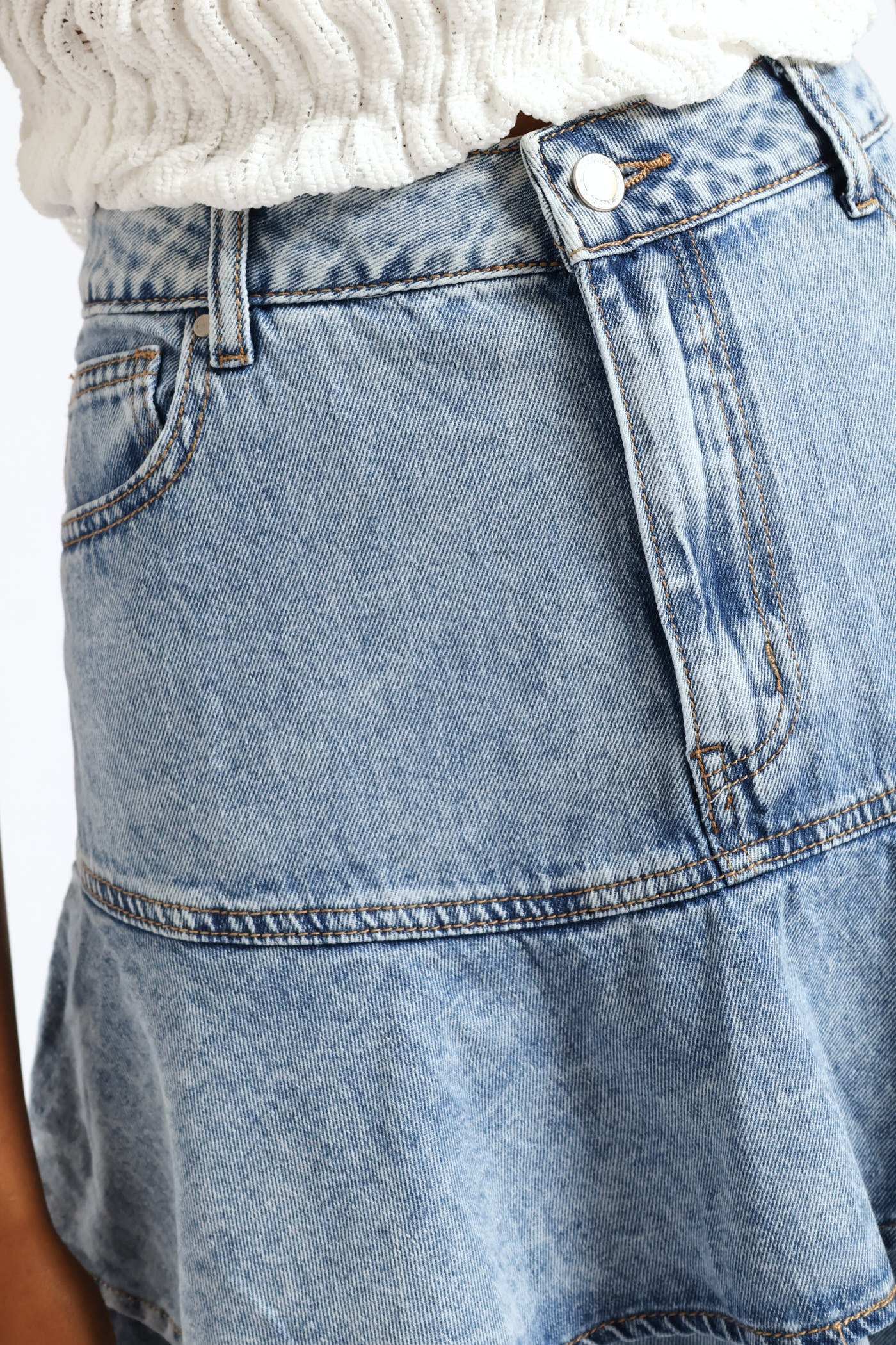 Rara Denim Mini Skirt - Light Wash - Image 2
