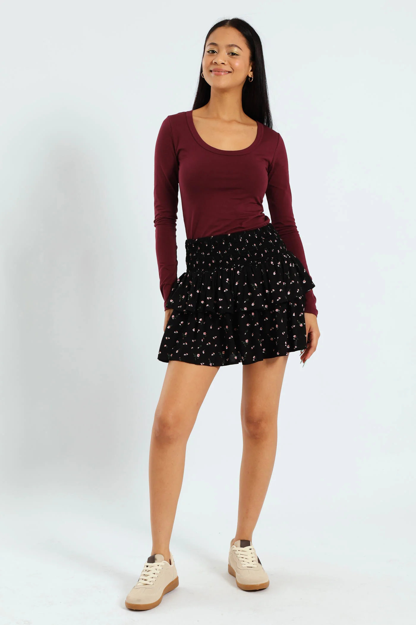 Rara Floral Smock Mini Skirt - Black - Image 5