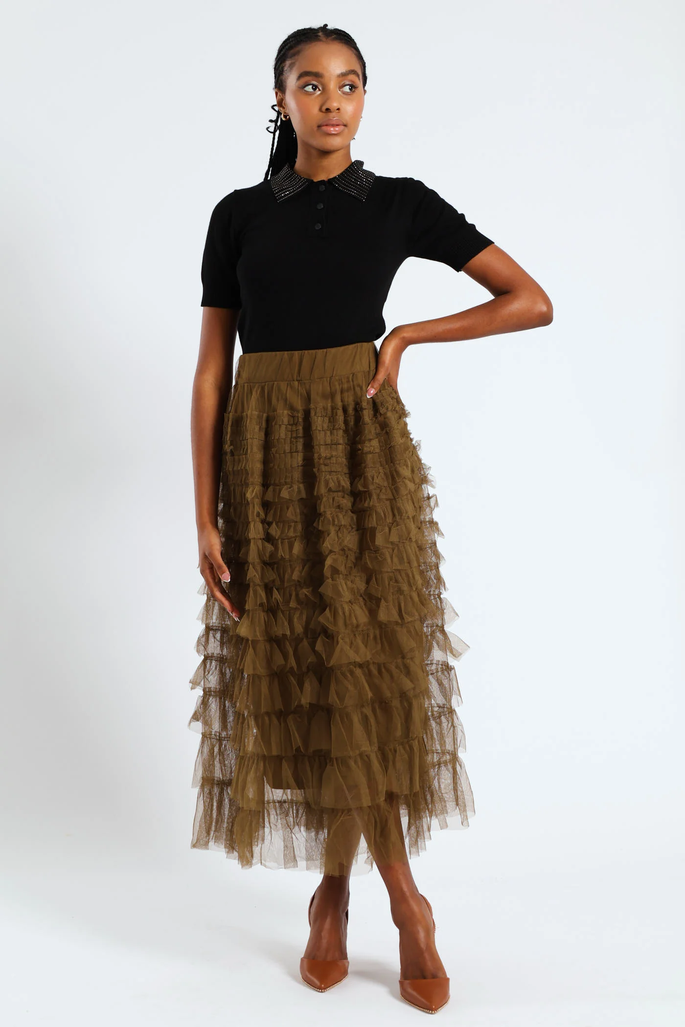 Rara Midi Skirt - Olive - Image 4