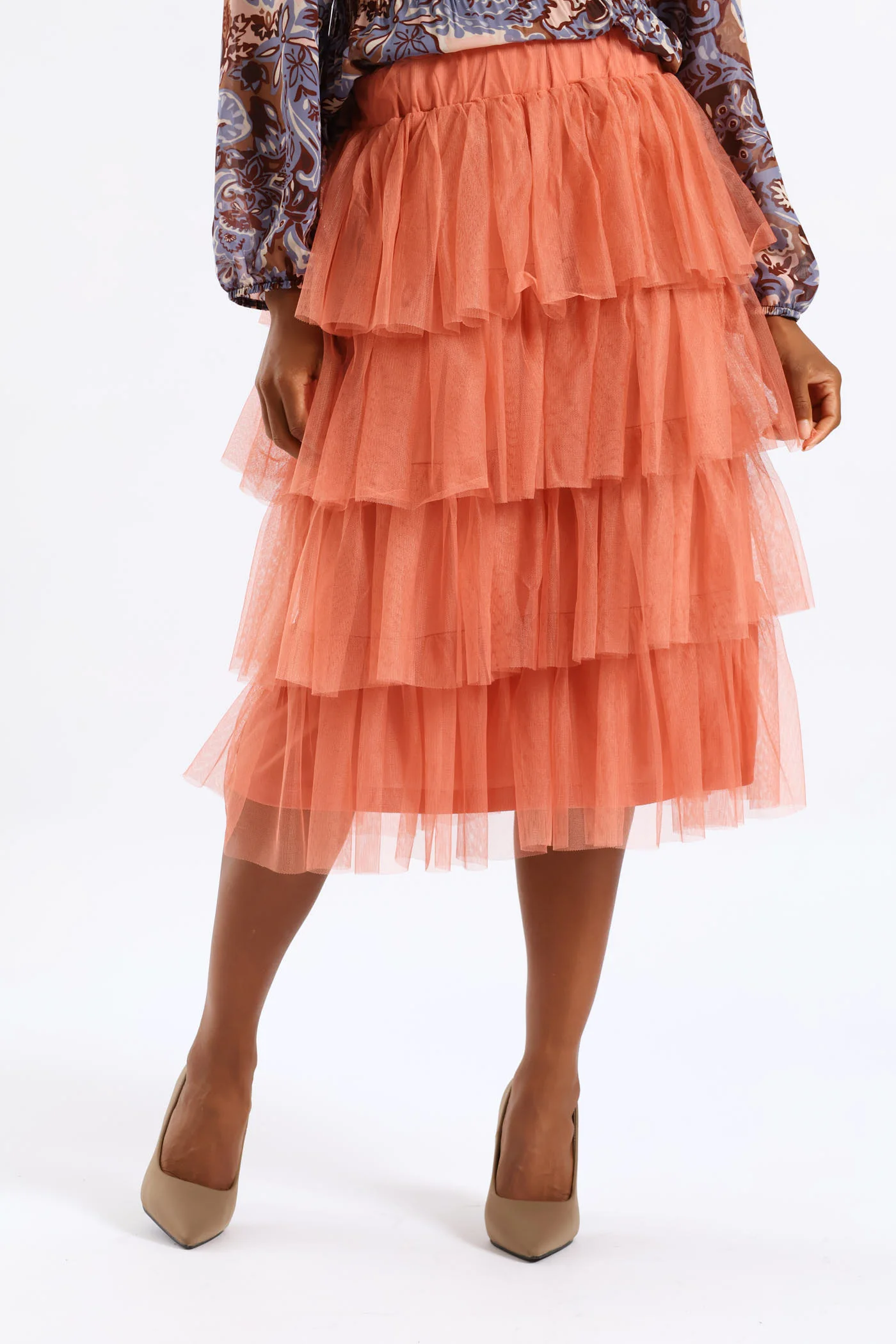 Rara Tiered Midi Skirt - Blush - Image 3