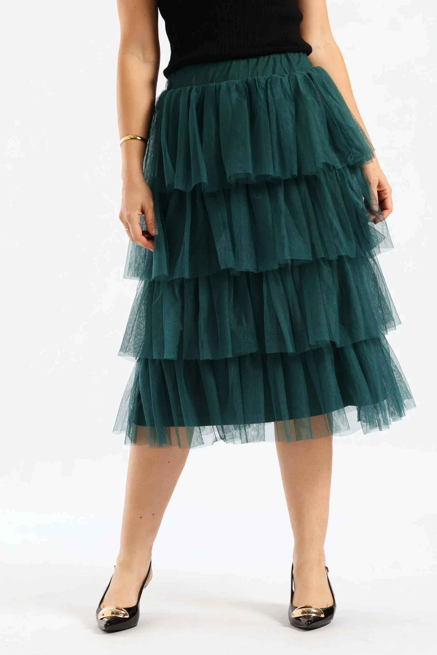 Rara Tiered Midi Skirt - Emerald - Image 2