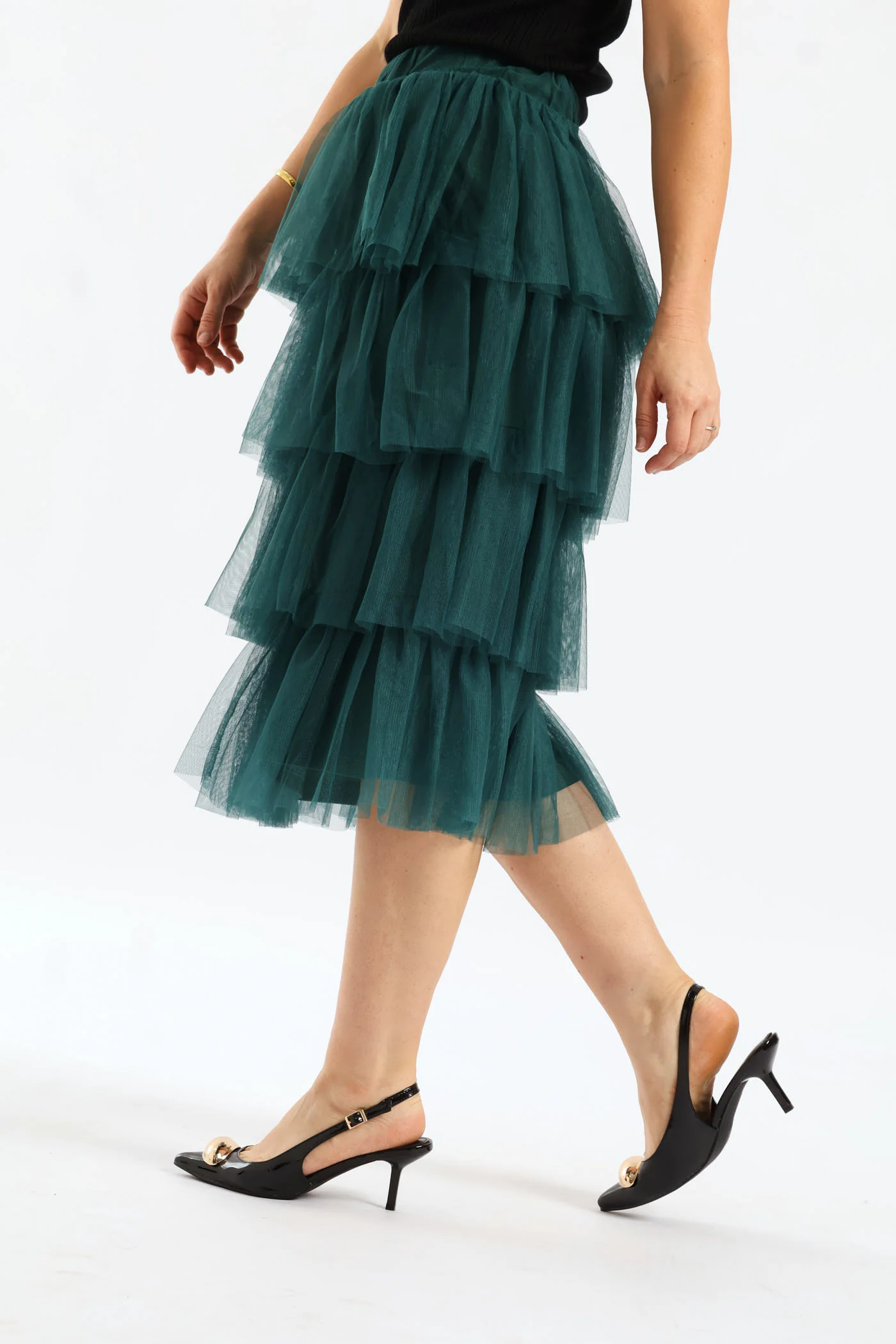 Rara Tiered Midi Skirt - Emerald - Image 3