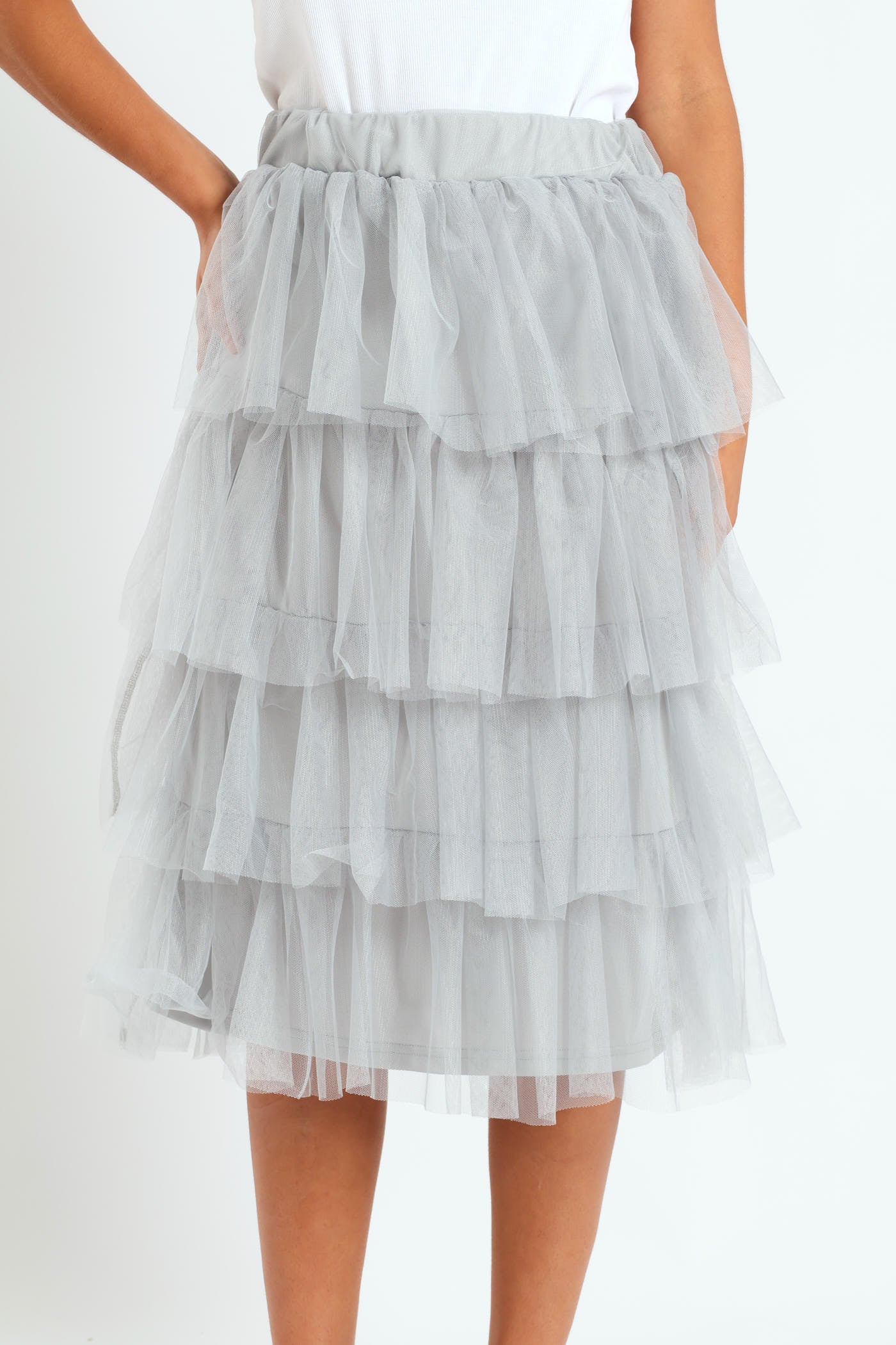 Rara Tiered Midi Skirt - Grey - Image 3