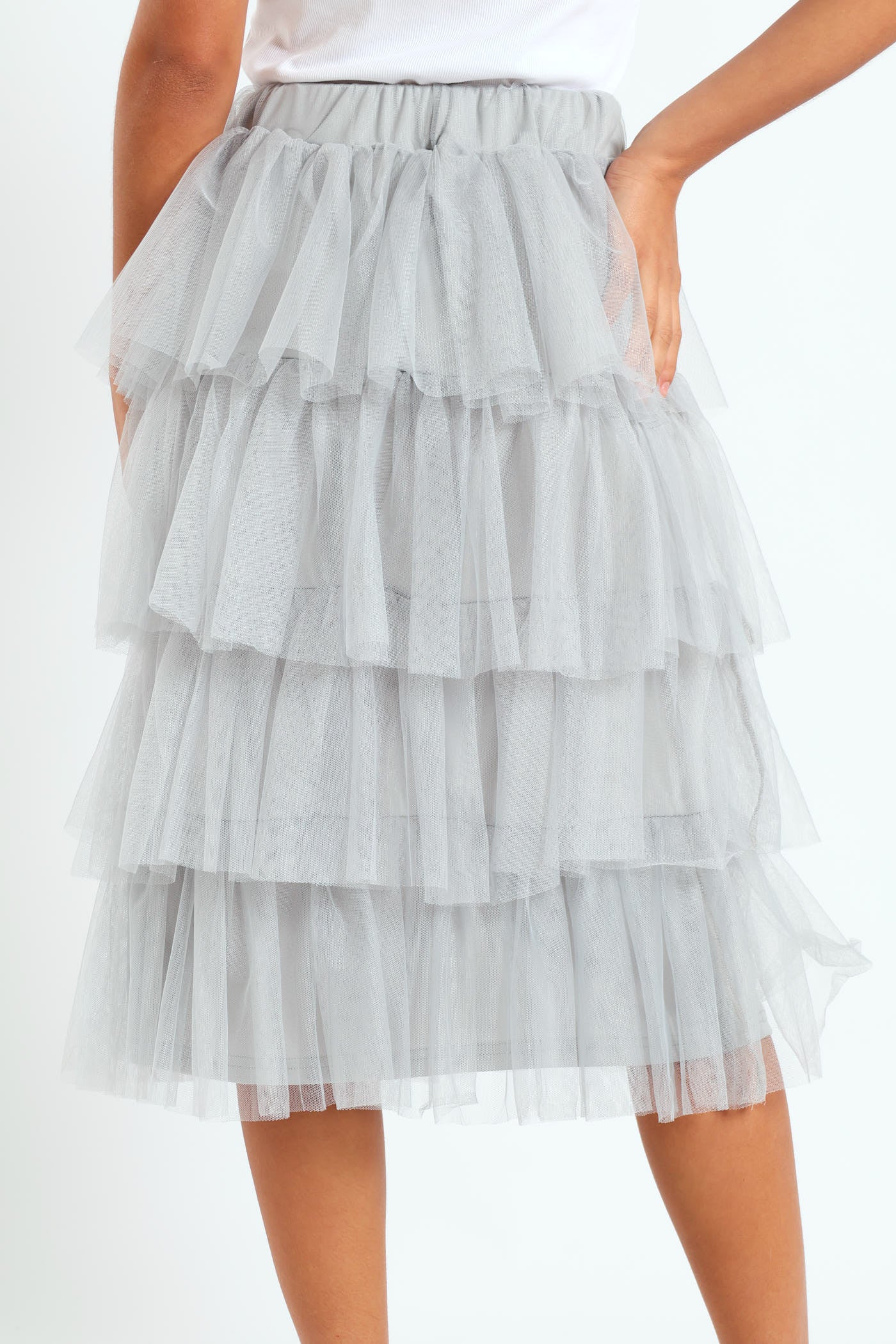 Rara Tiered Midi Skirt - Grey - Image 4