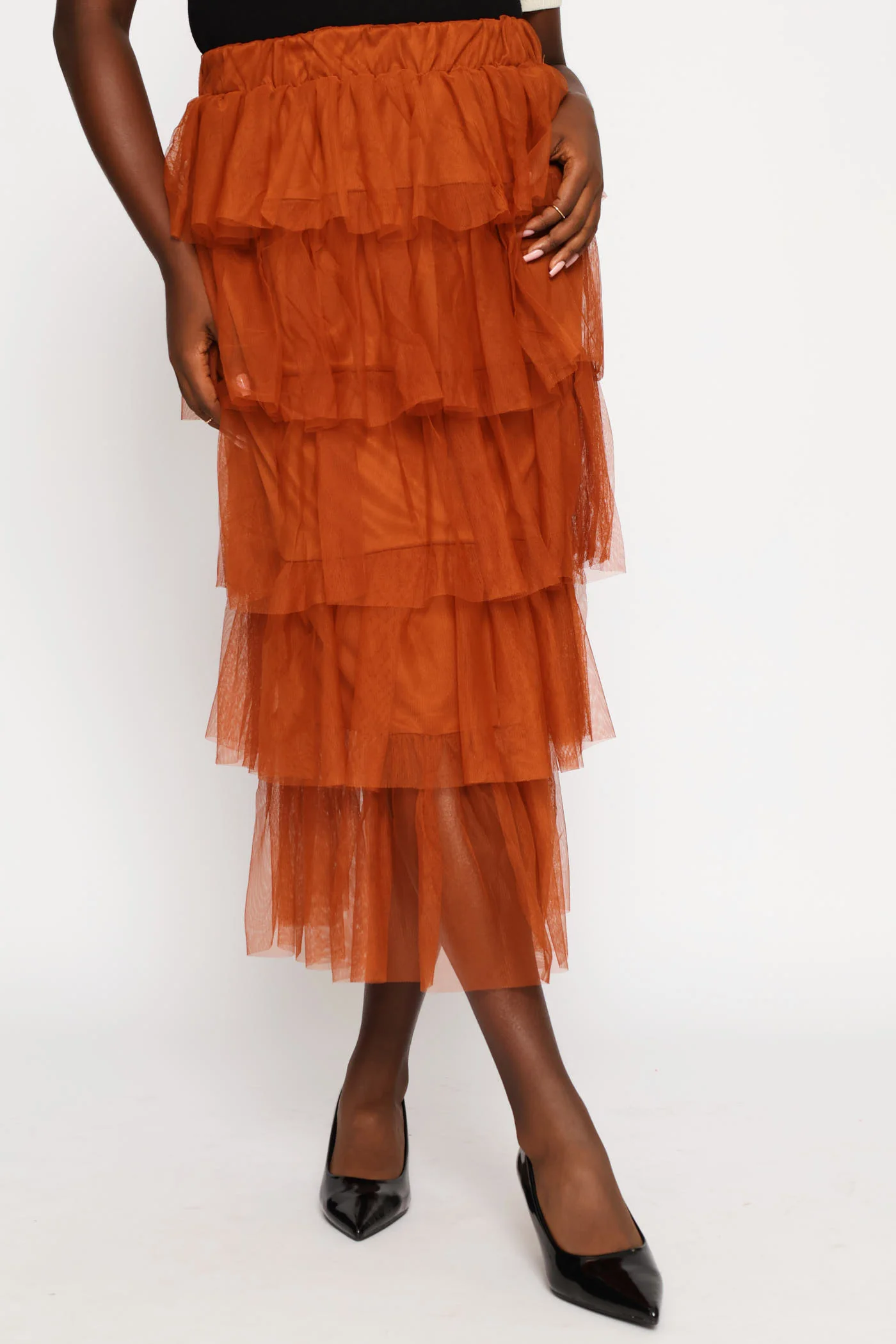 Rara Tiered Midi Skirt - Rust - Image 2