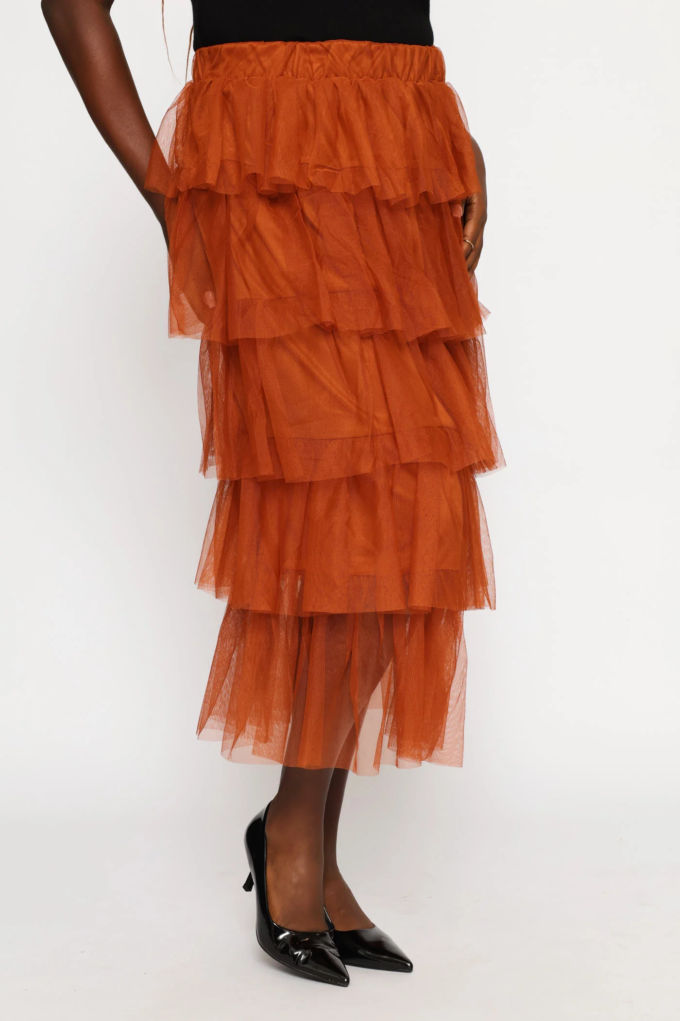 Rara Tiered Midi Skirt - Rust - Image 3