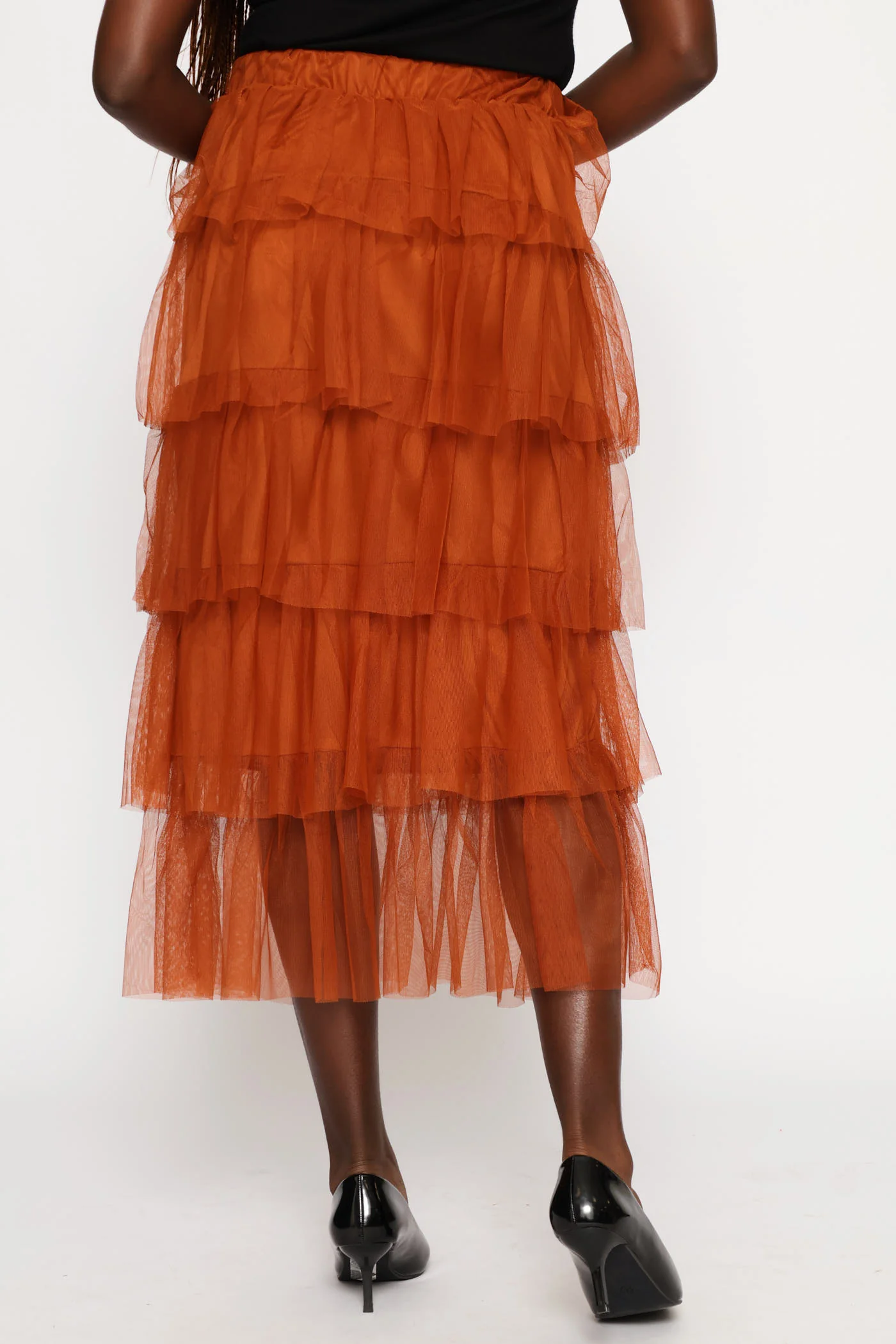 Rara Tiered Midi Skirt - Rust - Image 4