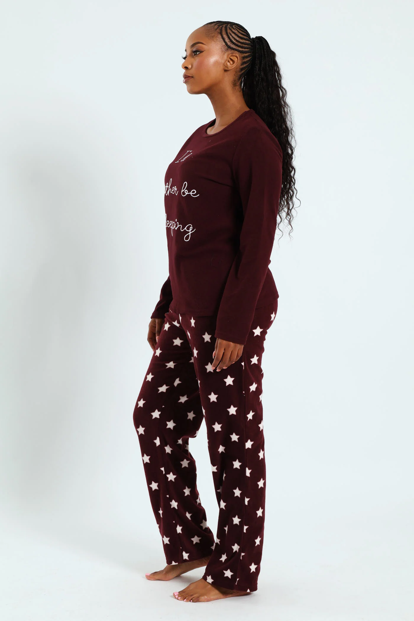 Rather Sleep Polar Fleece Set - Wine - Image 4