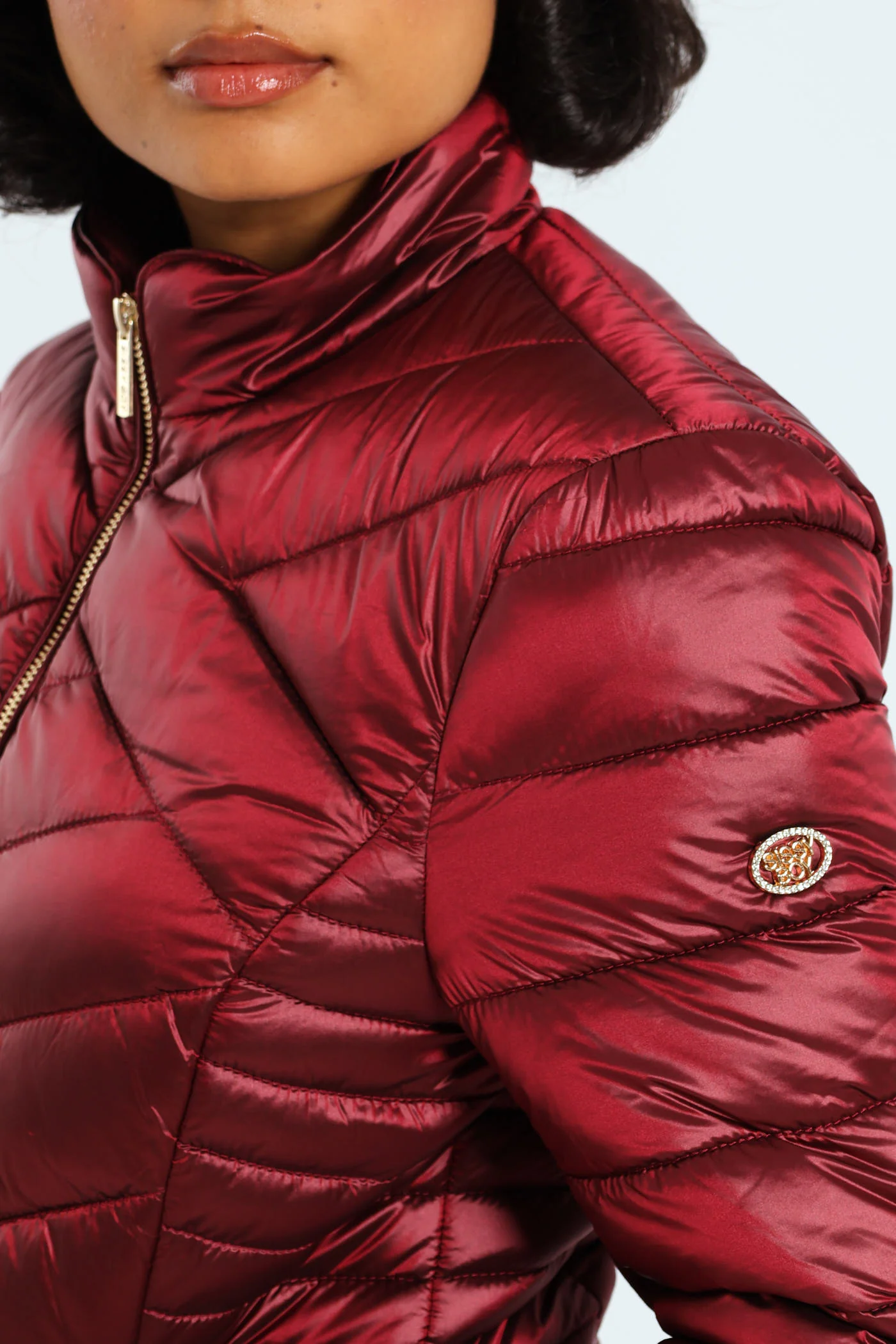 Ravilla Cropped Puffer Jacket - Burgundy - Image 5