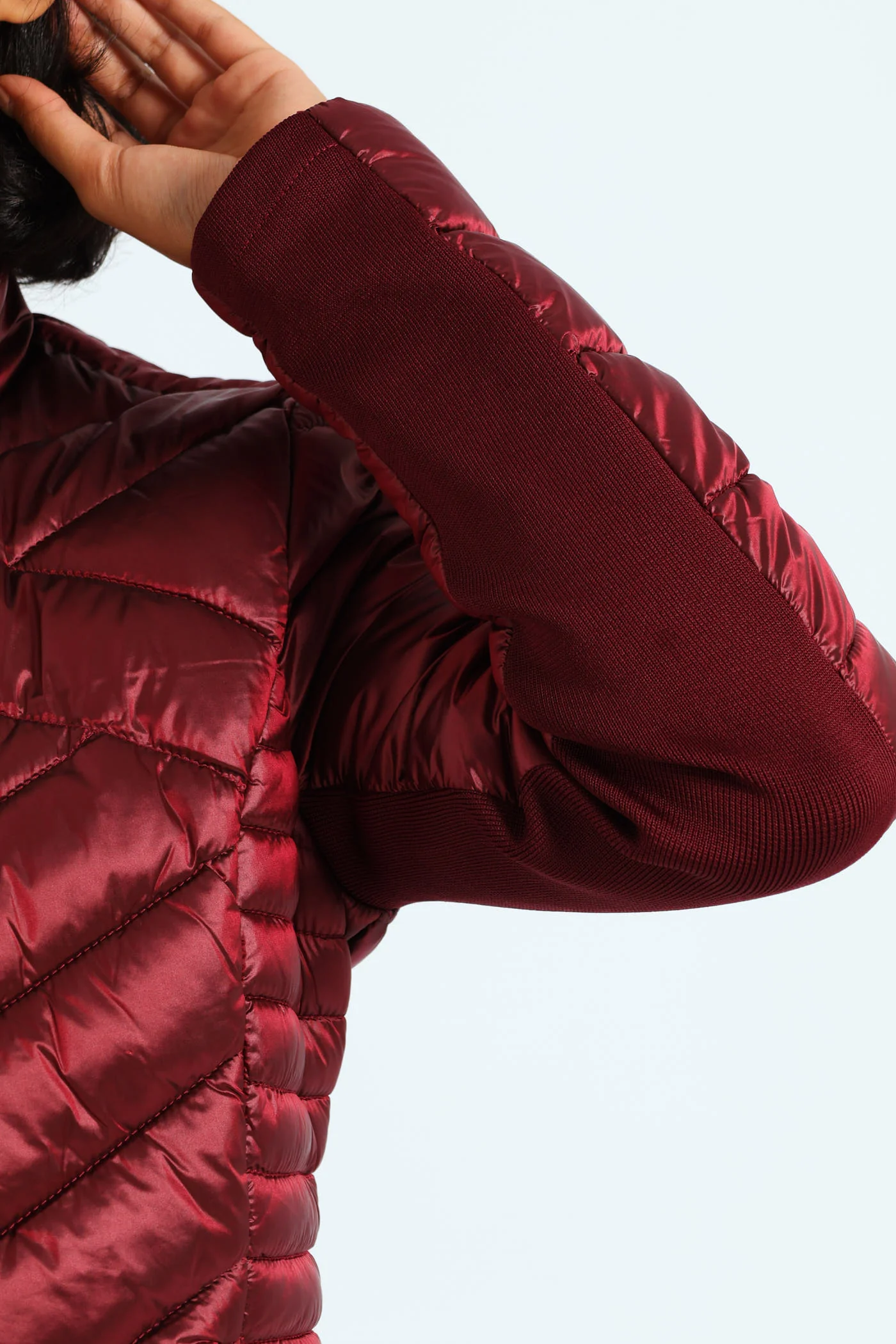 Ravilla Cropped Puffer Jacket - Burgundy - Image 7