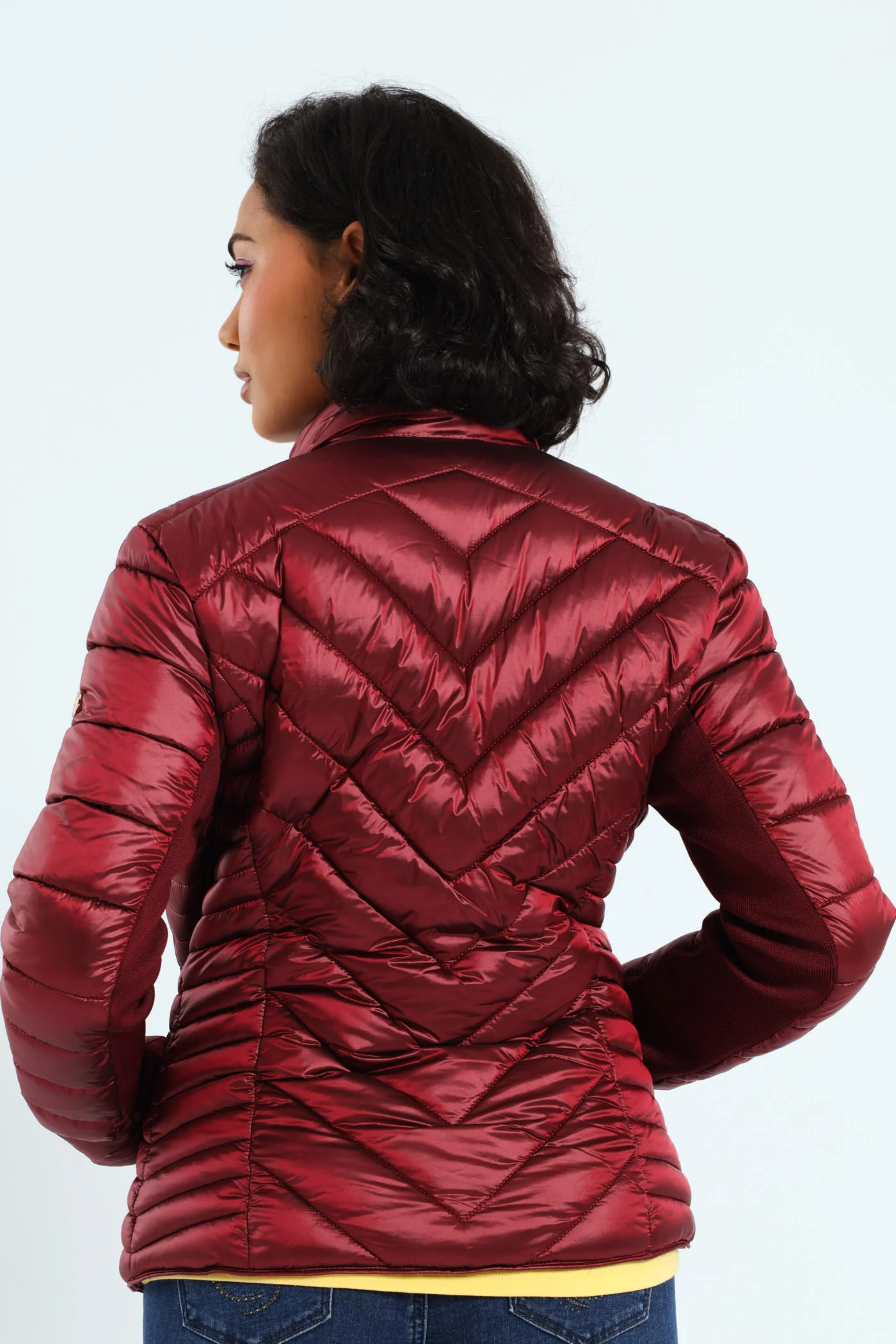 Ravilla Cropped Puffer Jacket - Burgundy - Image 8