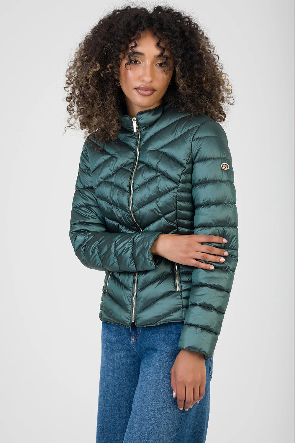 Ravilla Cropped Puffer Jacket - Green - Image 2