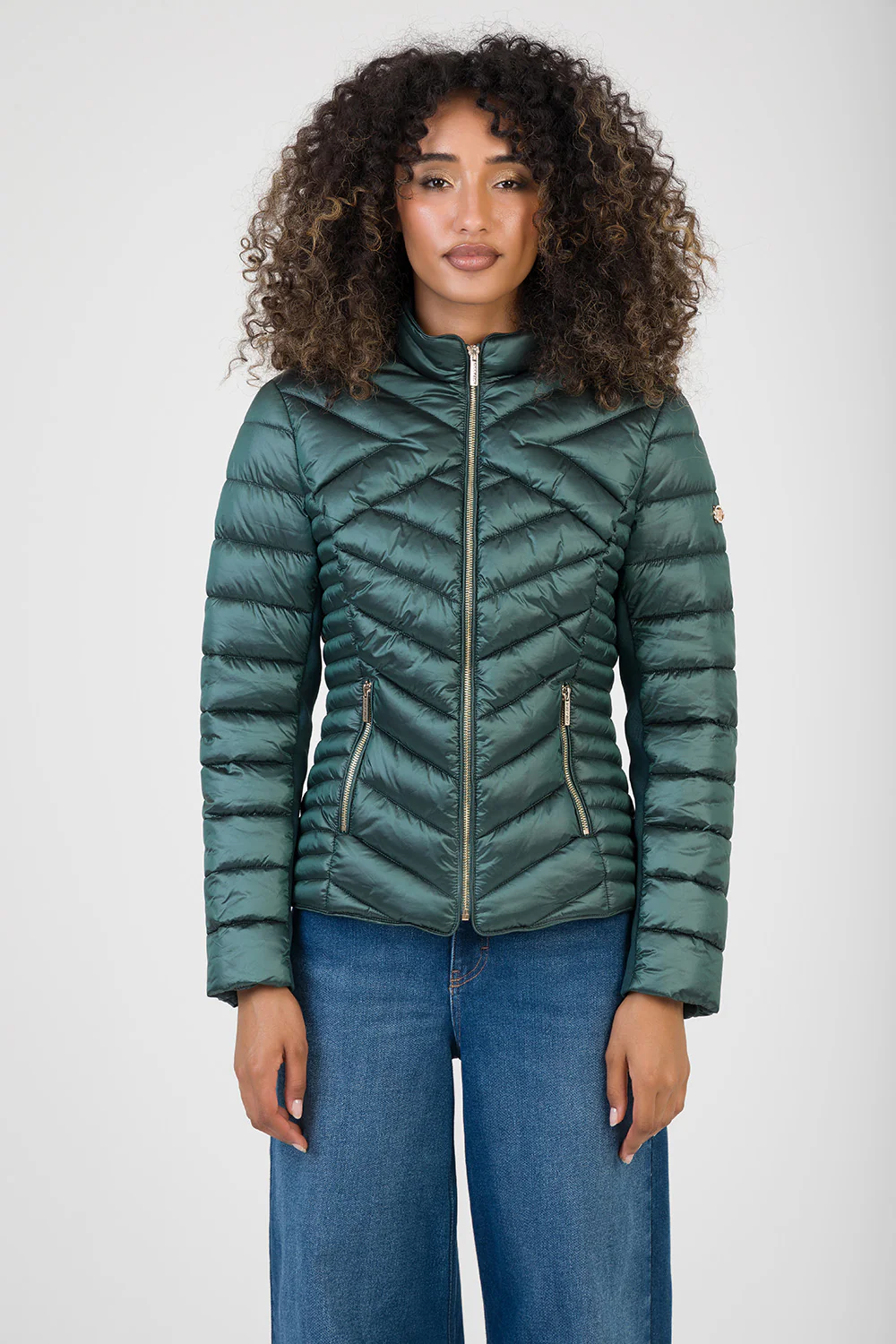 Ravilla Cropped Puffer Jacket - Green - Image 5