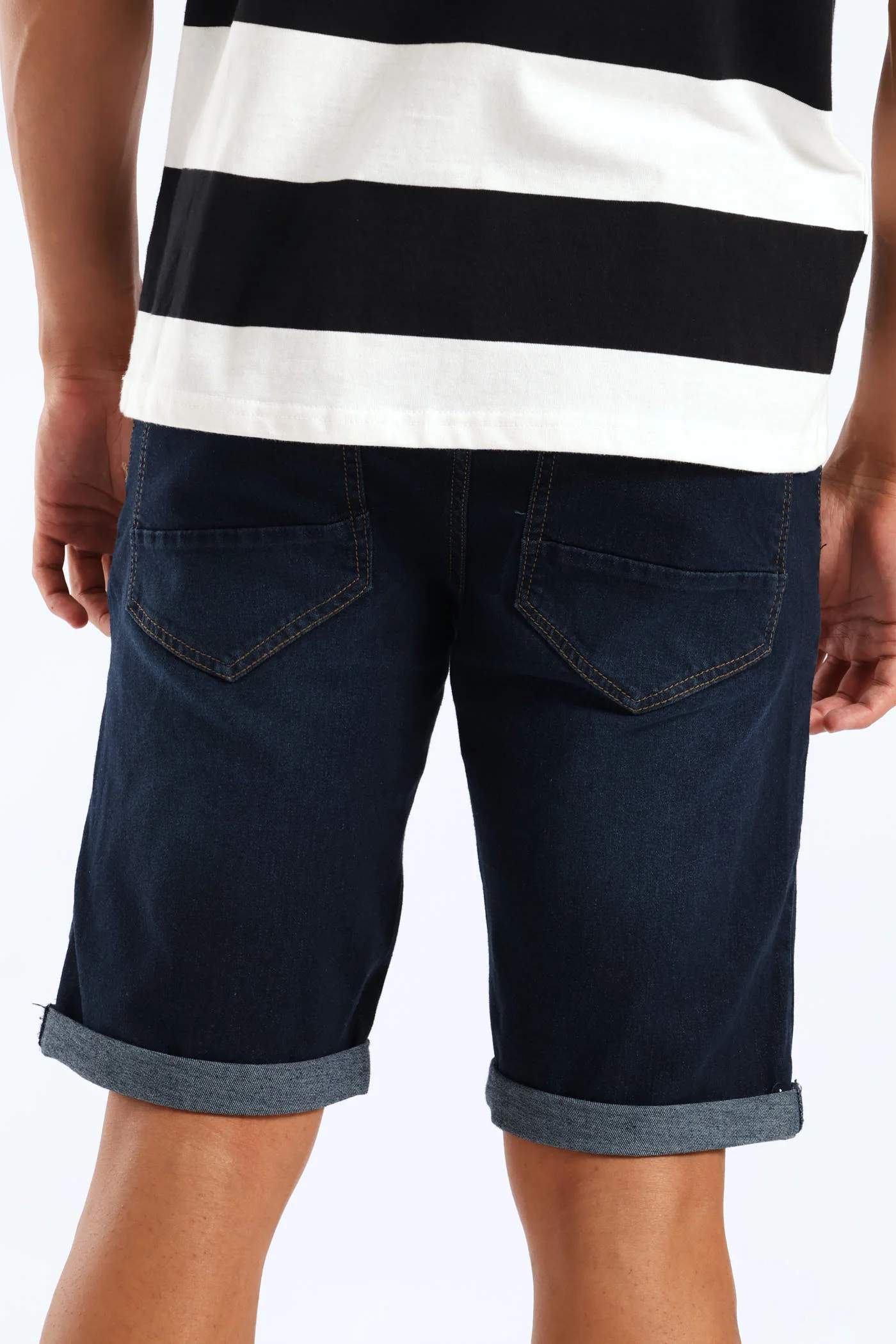 Raw Wash Denim Shorts - Dark Blue - Image 3
