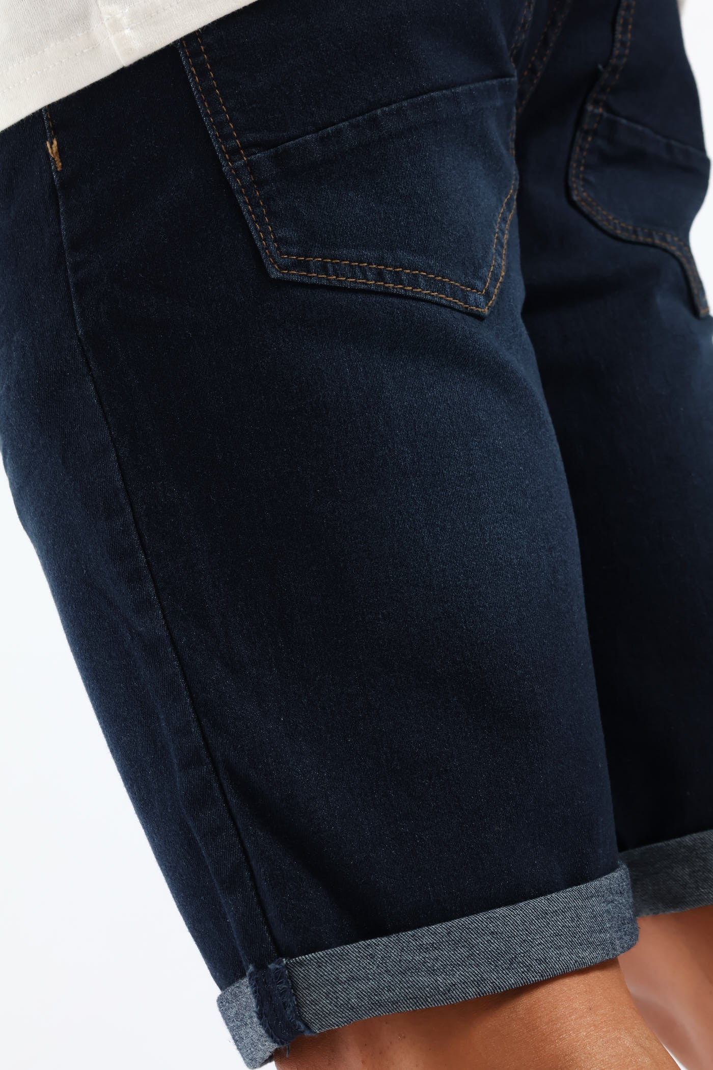Raw Wash Denim Shorts - Dark Blue - Image 4