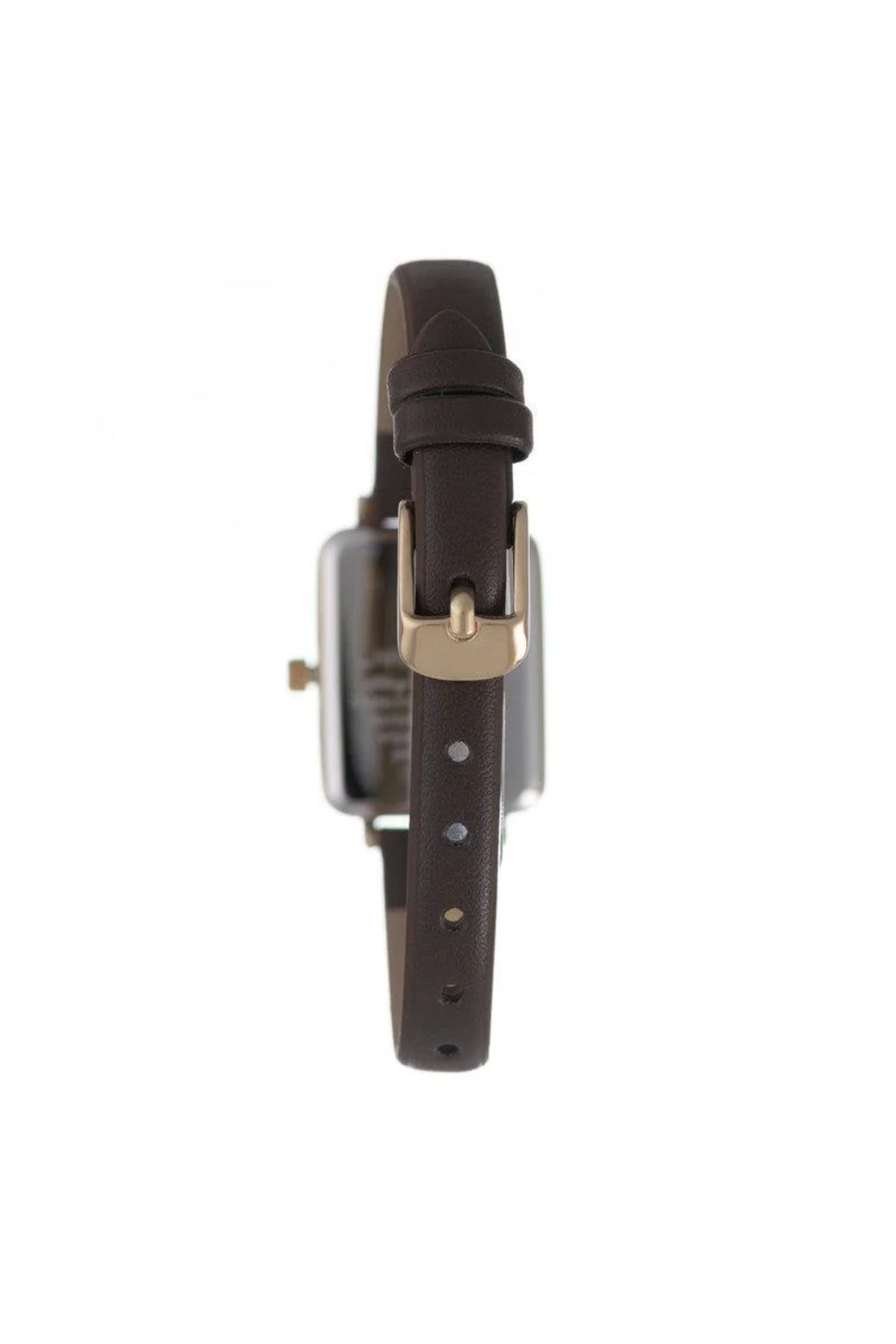Rectangle Champagne Dial With Brown Leather Strap - Gold - Image 2