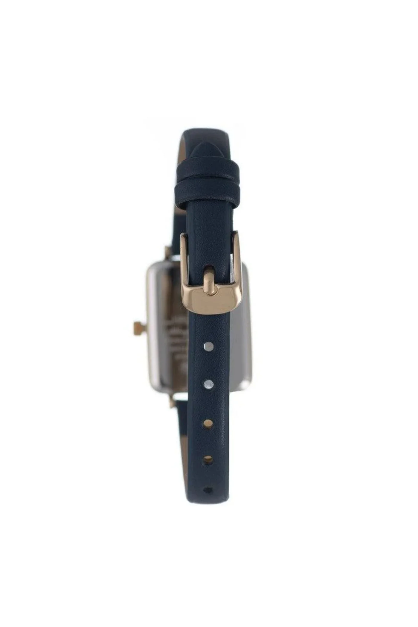 Rectangle Navy Dial With Navy Leather Strap - Gold - Image 2