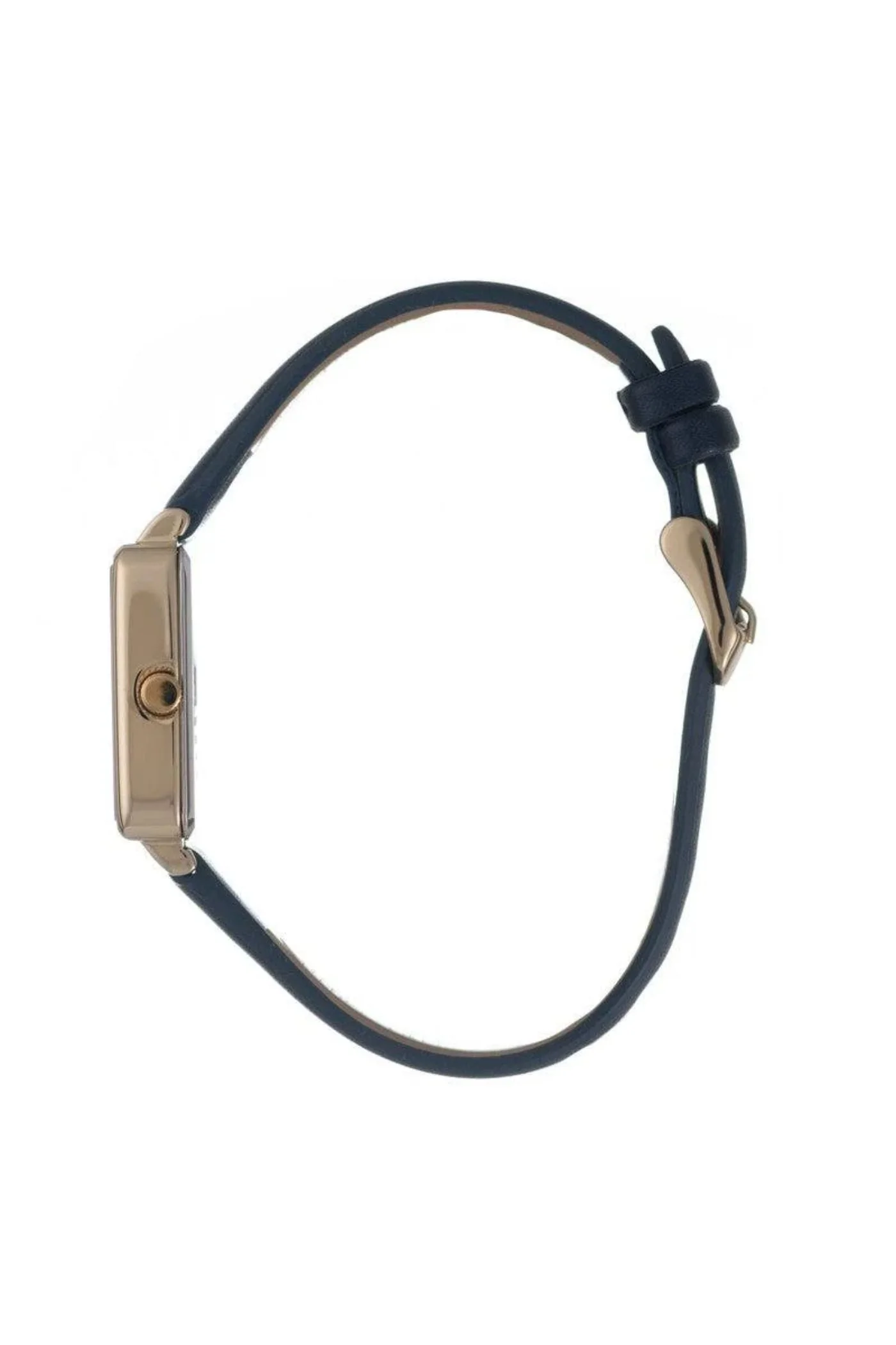Rectangle Navy Dial With Navy Leather Strap - Gold - Image 3
