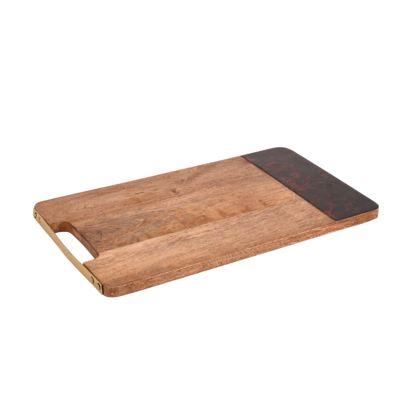 Rectangular Serving Board With Tortoise Shell Resin Edge - Brown - Image 3