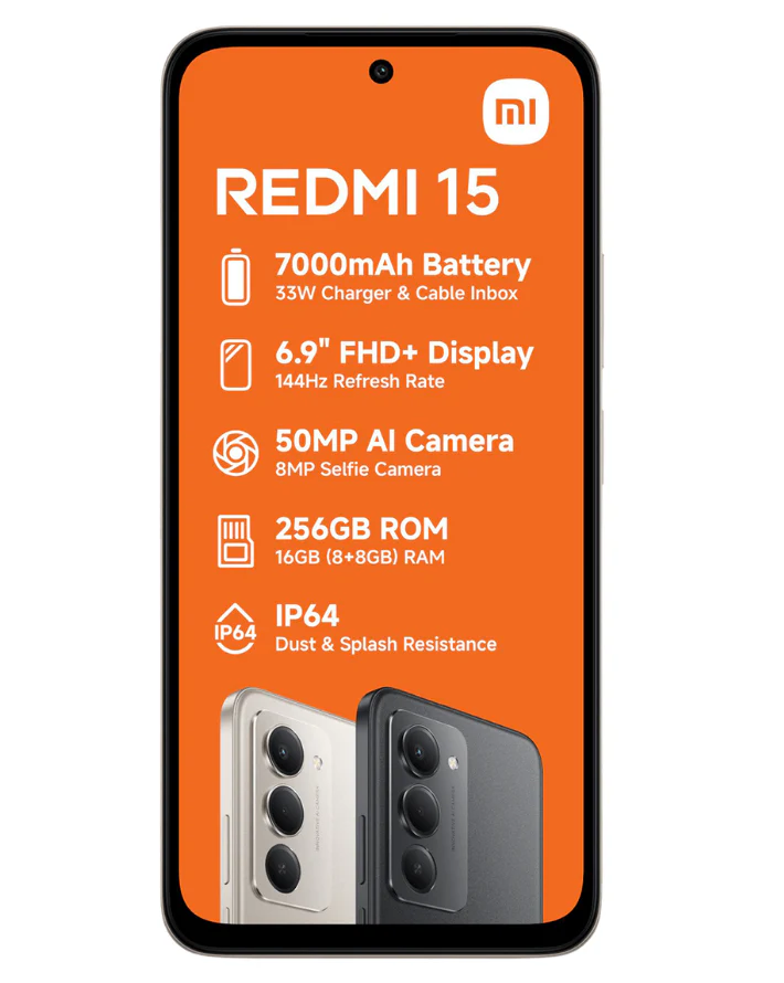 REDMI 15 8B+258GB  Dual Sim Cellphone - Grey - Image 2